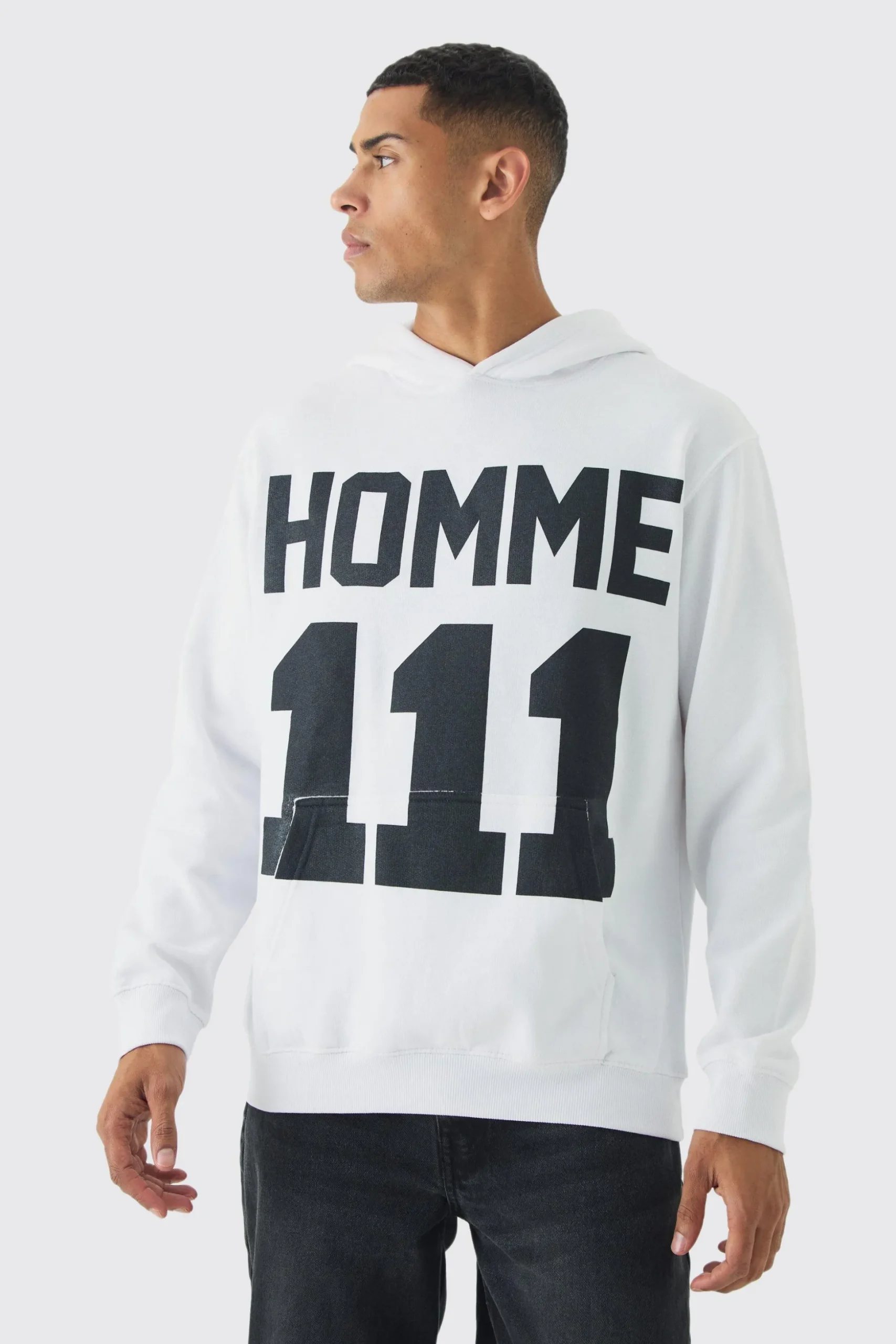 111 Homme Print Hoodie | BoohooMAN UK
