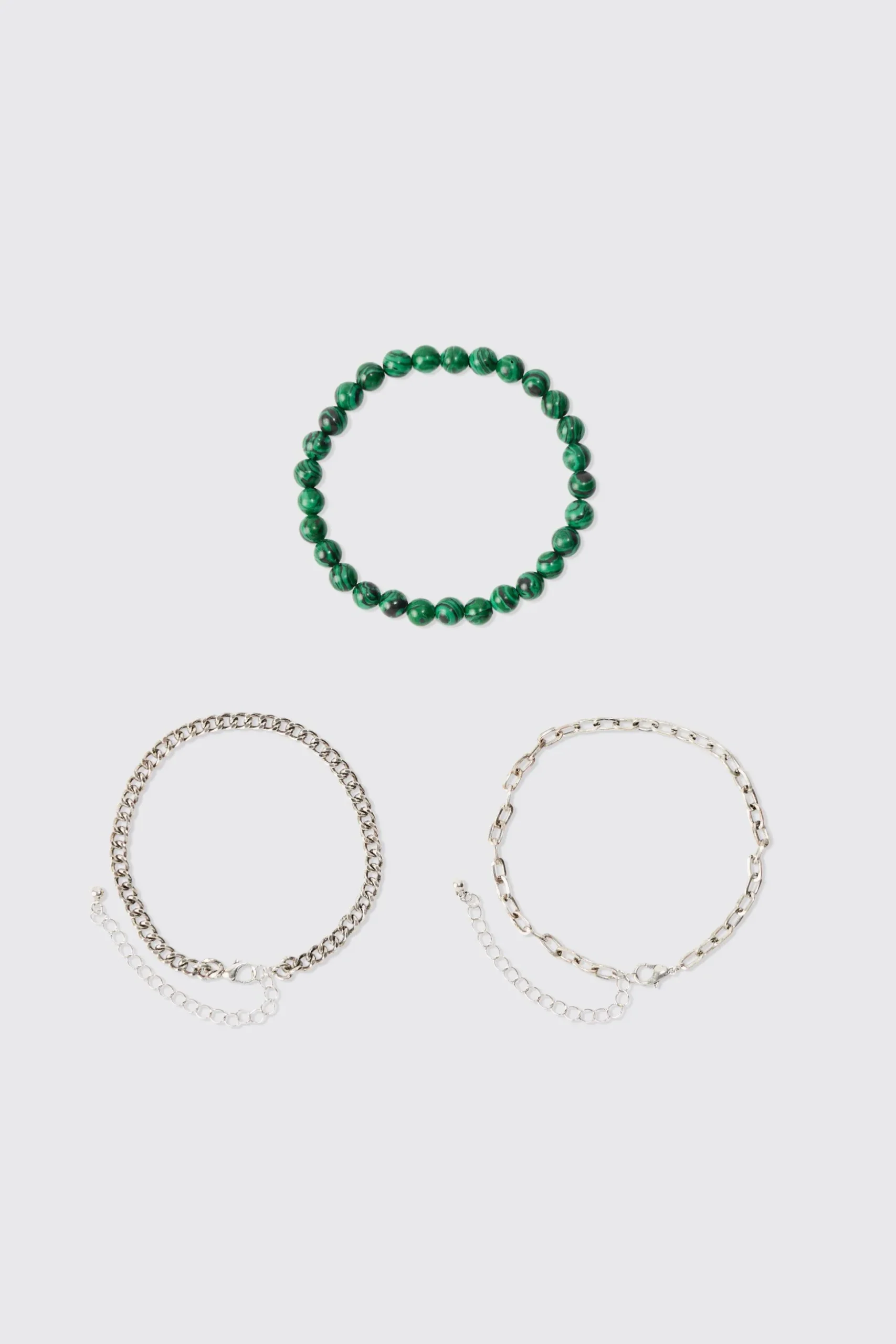 3 Pack Bead And Chain Bracelets | BoohooMAN UK
