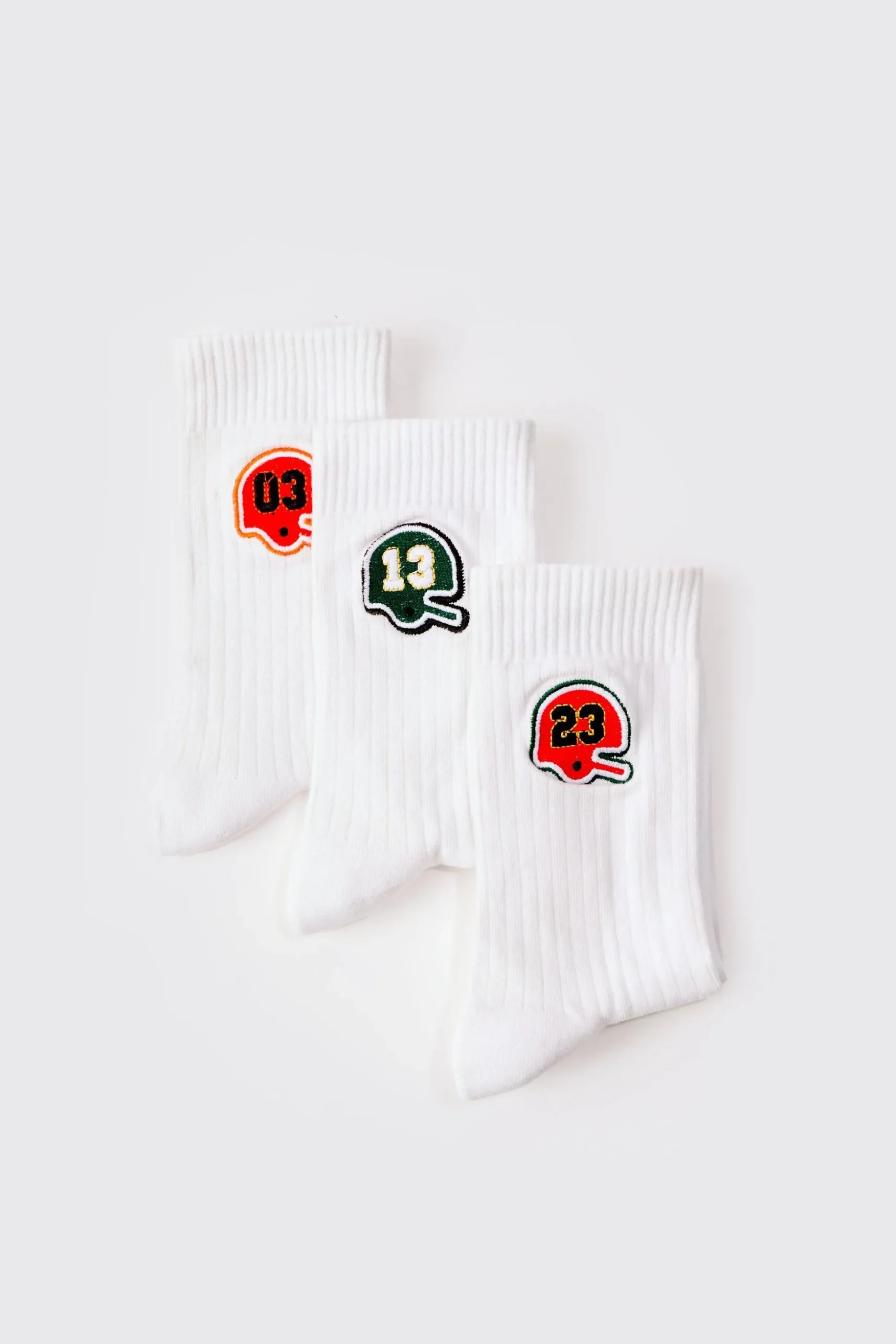 3 Pack Embroidered Varsity Socks | BoohooMAN UK