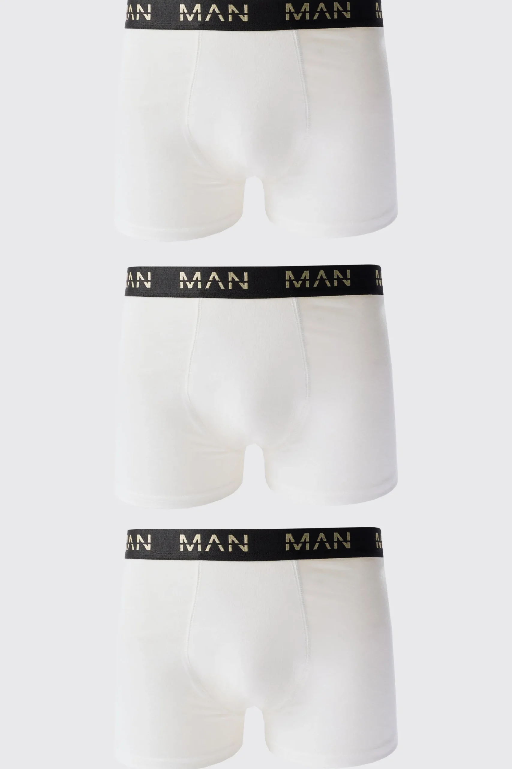 3 Pack Gold Man Dash Boxers In White | BoohooMAN UK