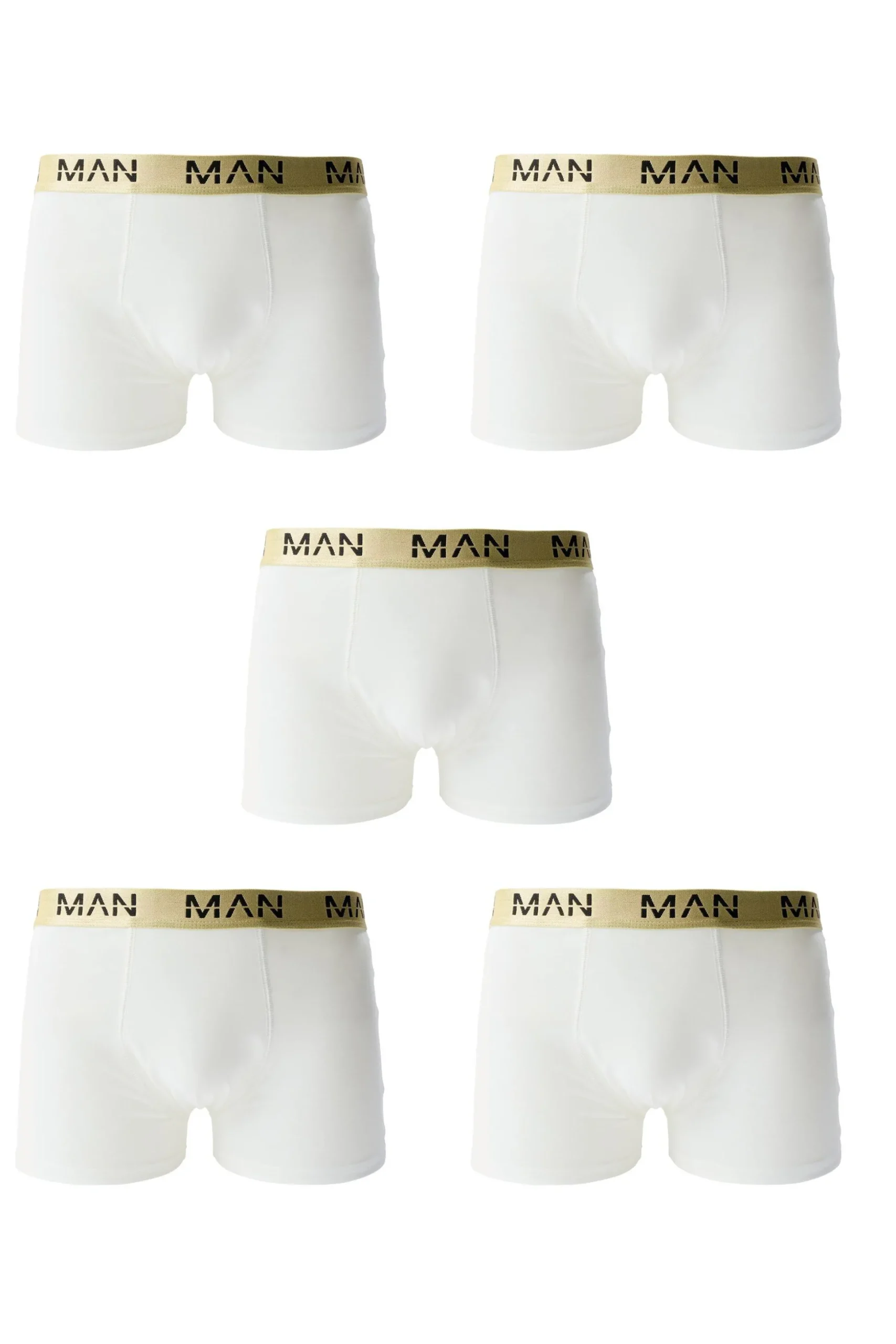 5 Pack Gold Man Dash Boxers In White | BoohooMAN UK