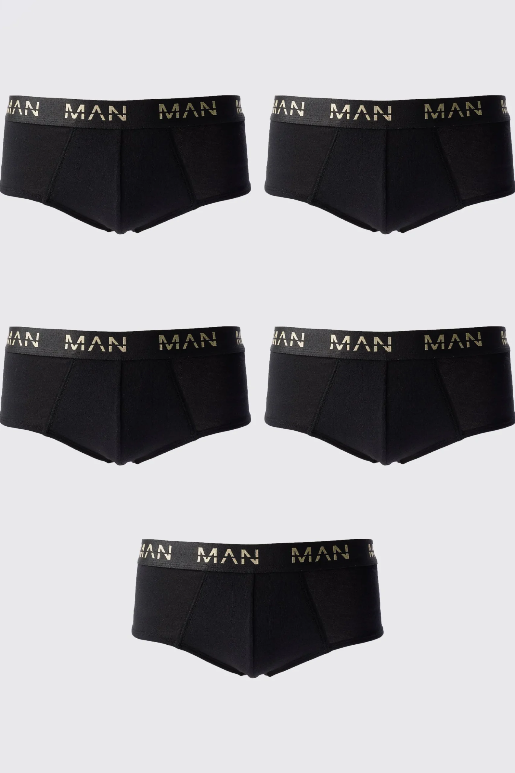5 Pack Gold Man Dash Briefs In Black | BoohooMAN UK