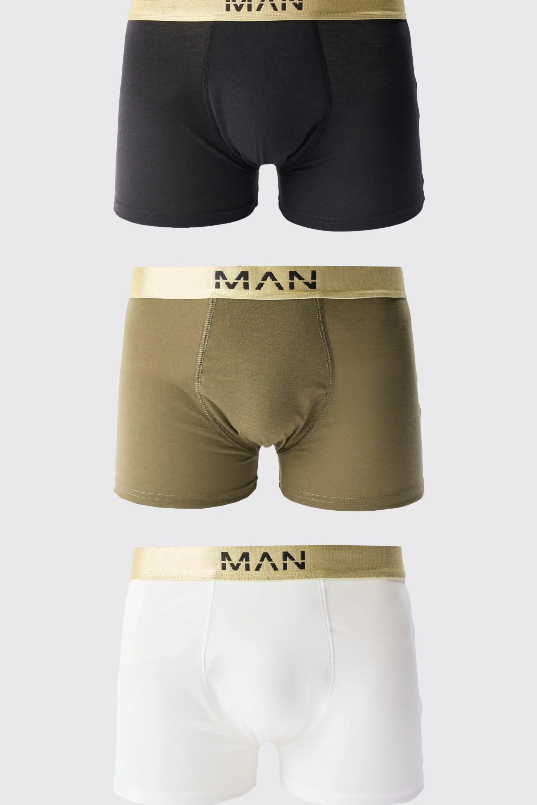 3 Pack Man Dash Gold Waistband Boxers | BoohooMAN UK