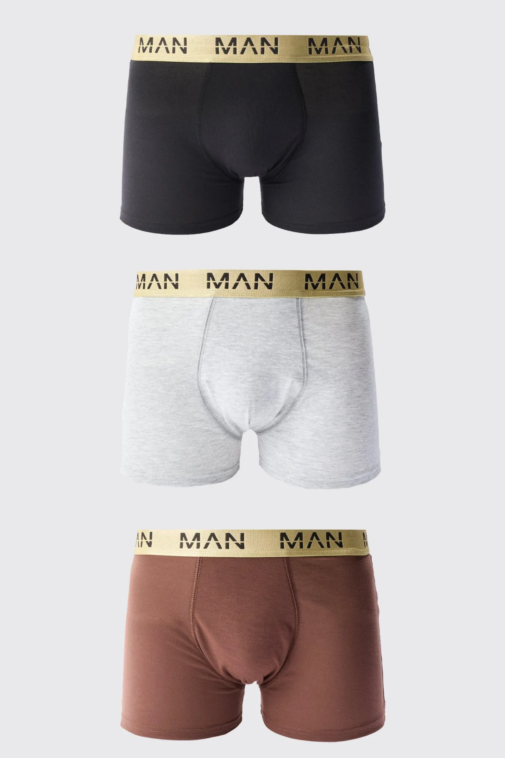 3 Pack Man Dash Gold Waistband Boxers | BoohooMAN UK