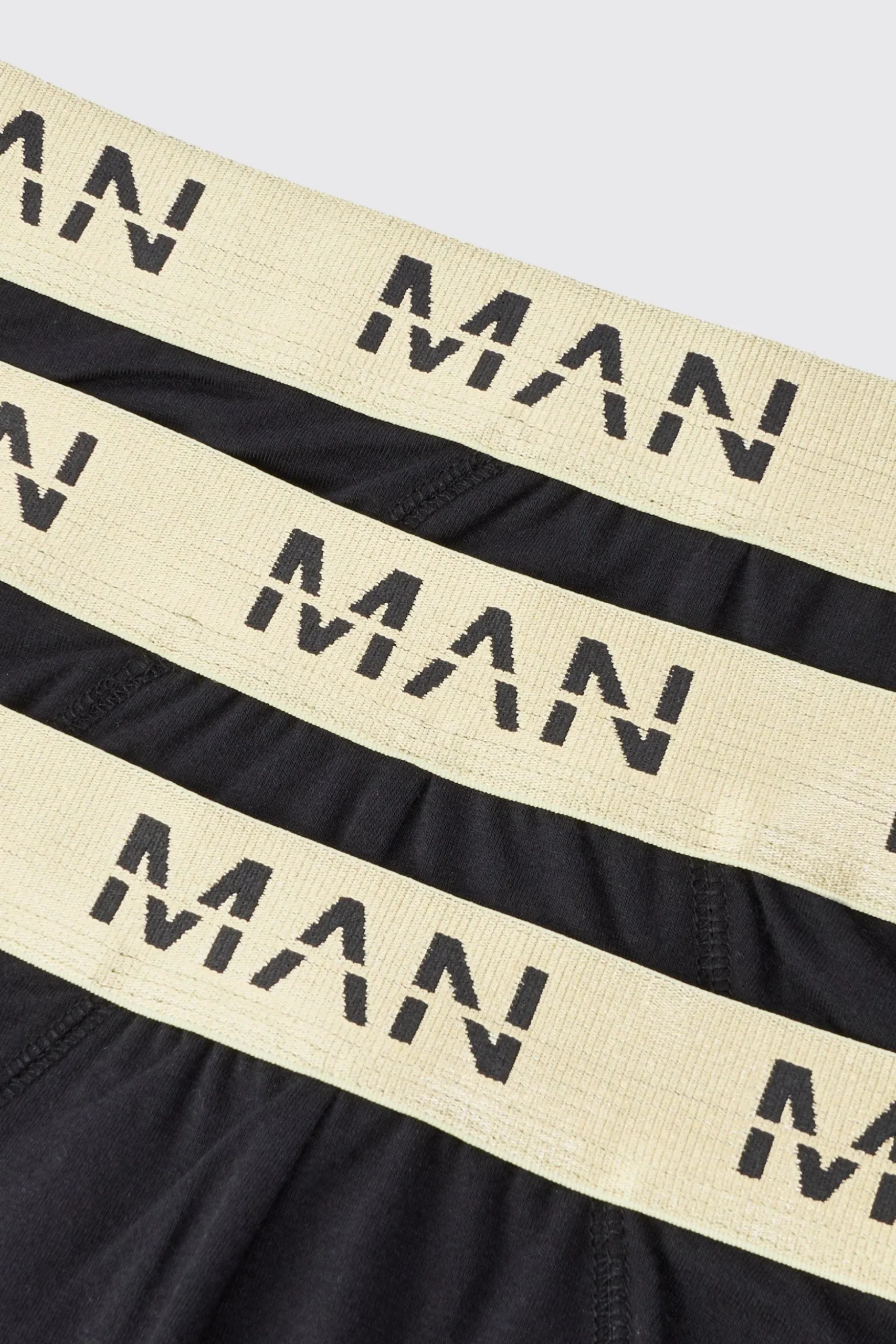 3 Pack Man Roman Gold Waistband Briefs In Black | BoohooMAN UK
