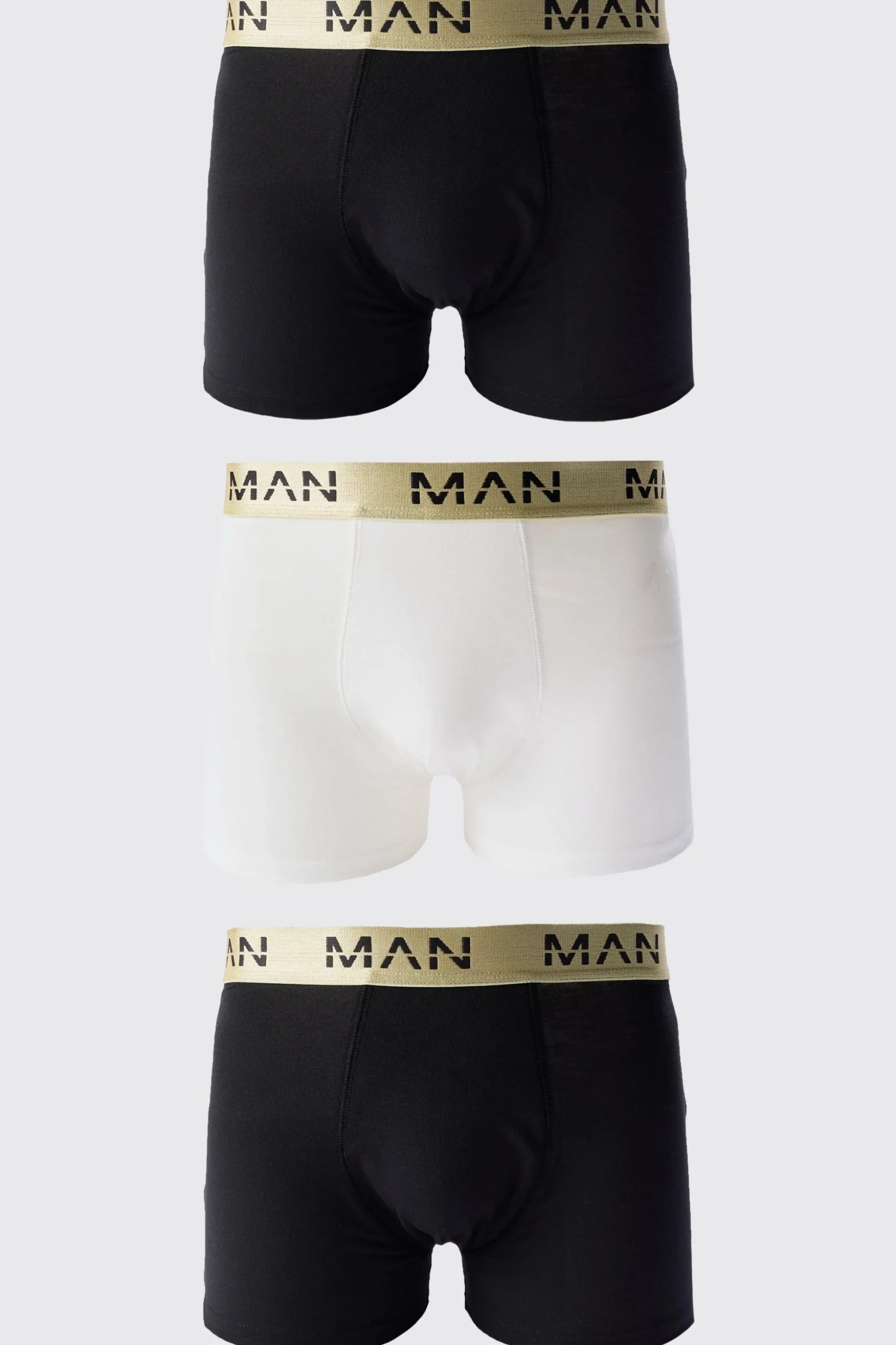 3 Pack Man Roman Gold Waistband Boxers In Multi | BoohooMAN UK