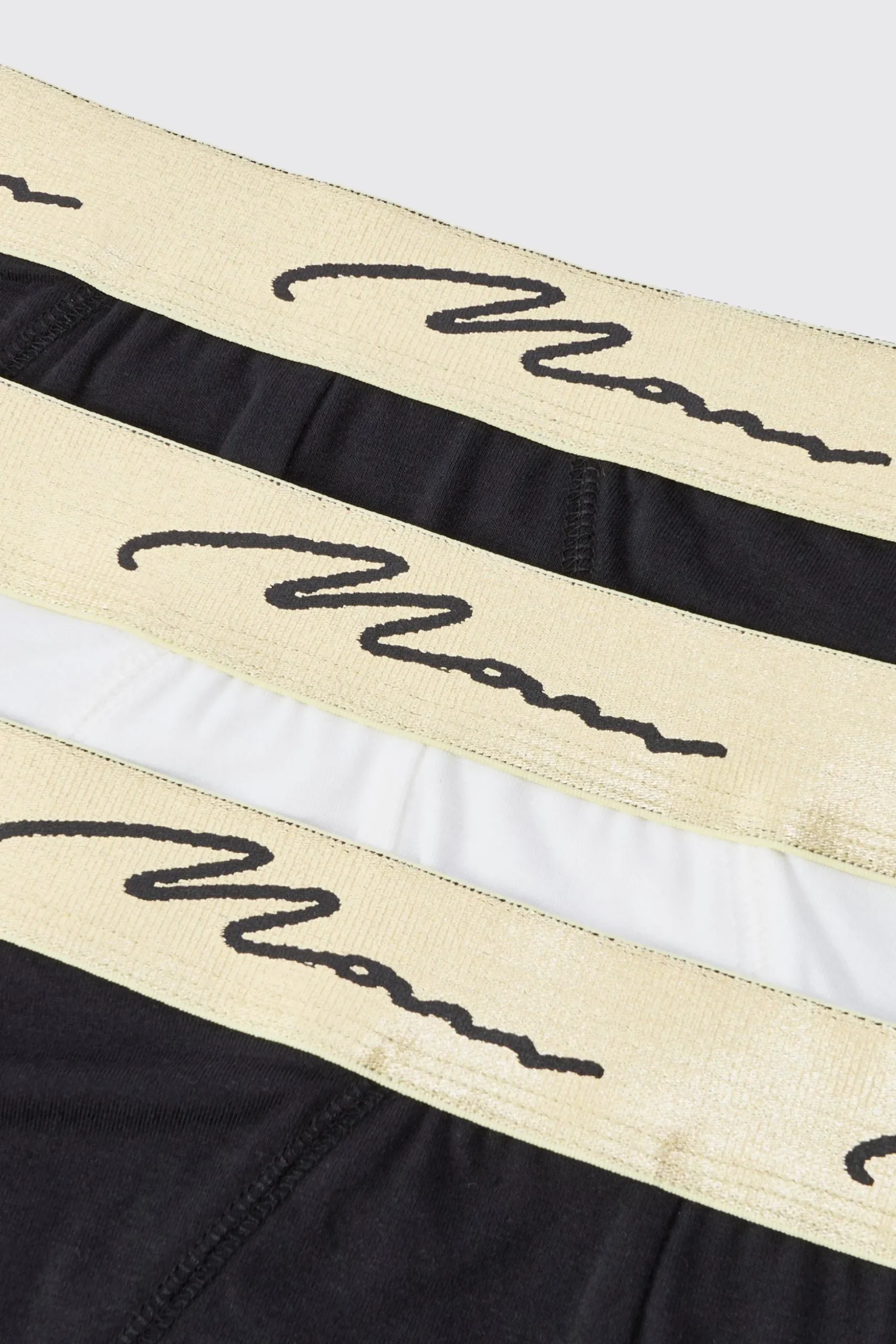 3 Pack Man Signature Gold Waistband Briefs In Multi | BoohooMAN UK