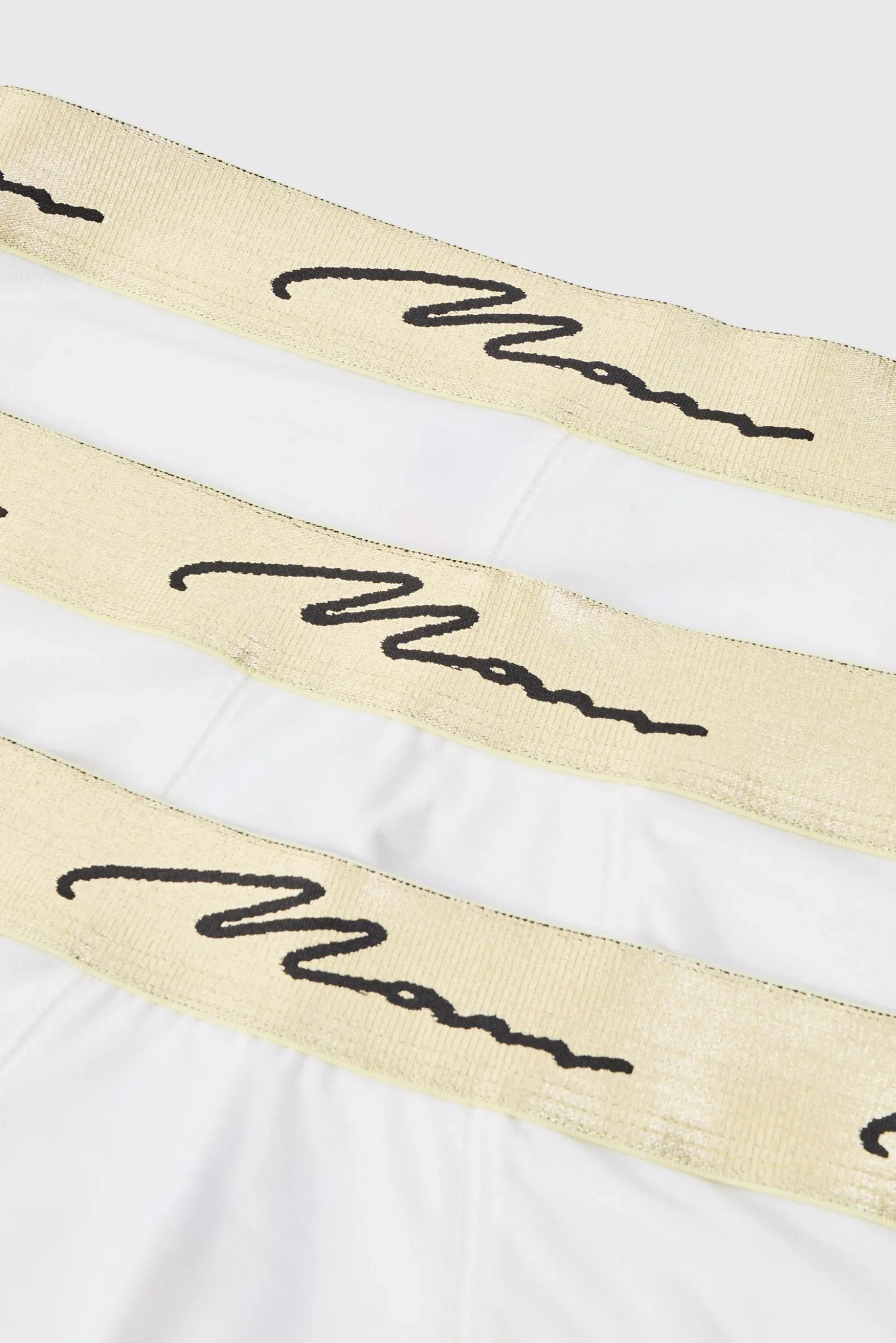 3 Pack Man Signature Gold Waistband Boxers In White | BoohooMAN UK
