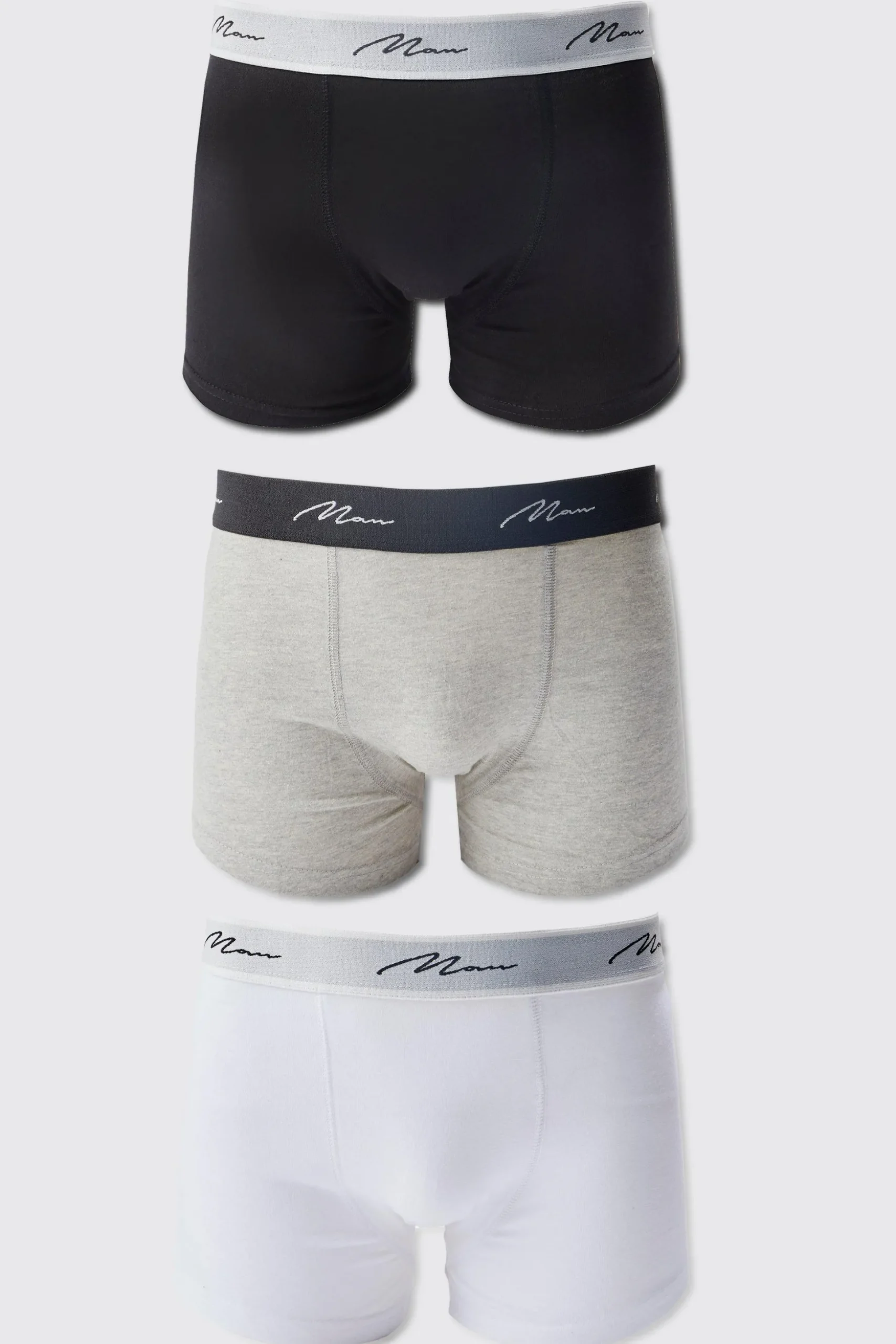 3 Pack Man Signature Mixed Colour Trunks | BoohooMAN UK