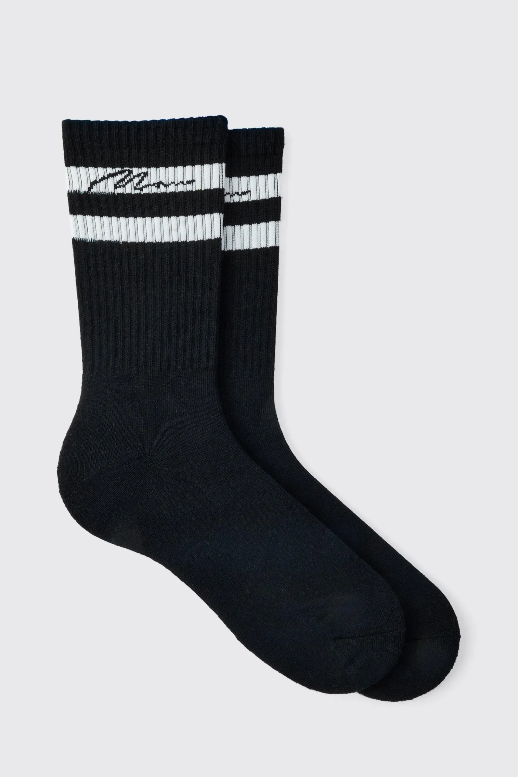 3 Pack Man Signature Sports Stripe Socks In Black | BoohooMAN UK