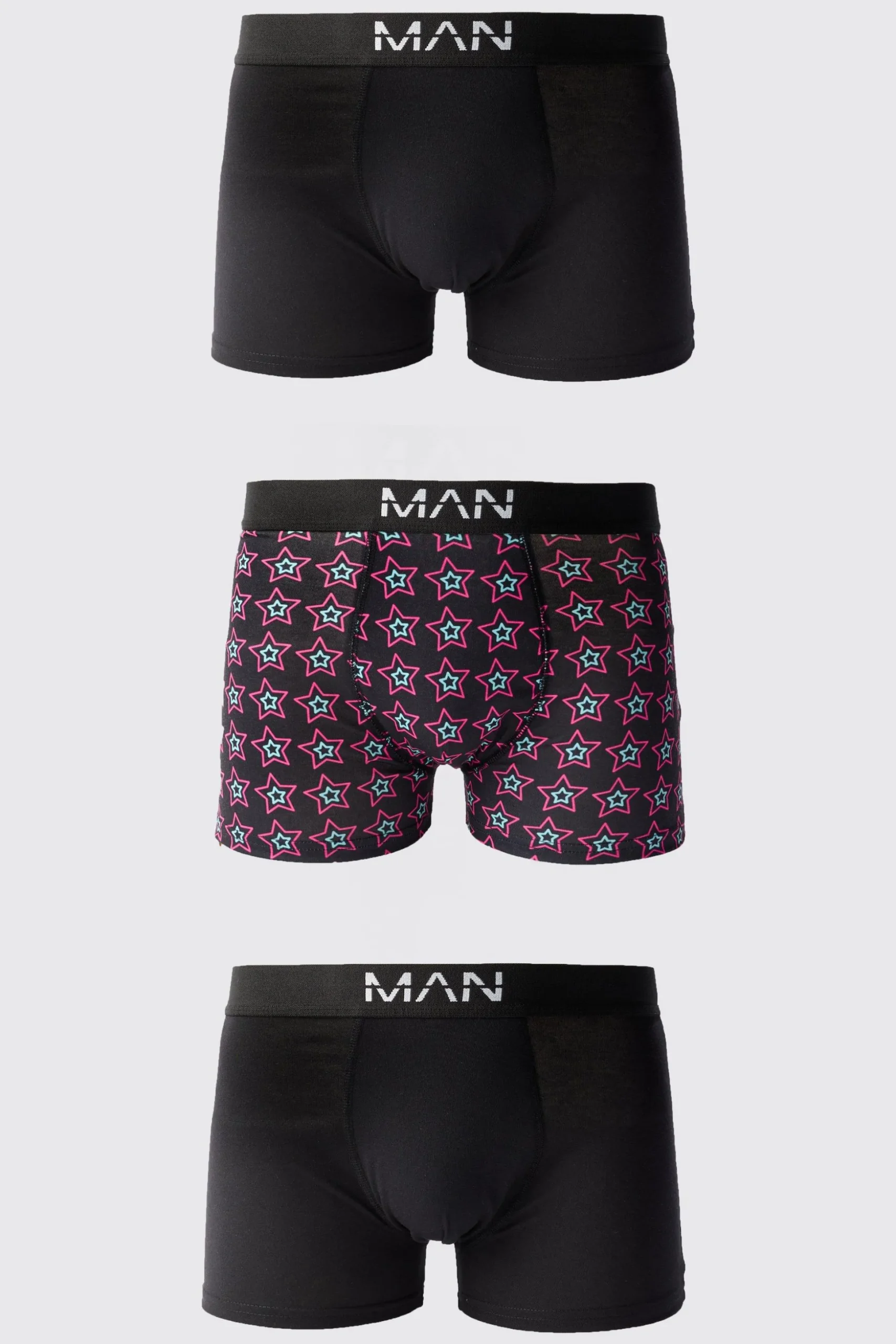 3 Pack Man Star Printed Boxers | BoohooMAN UK