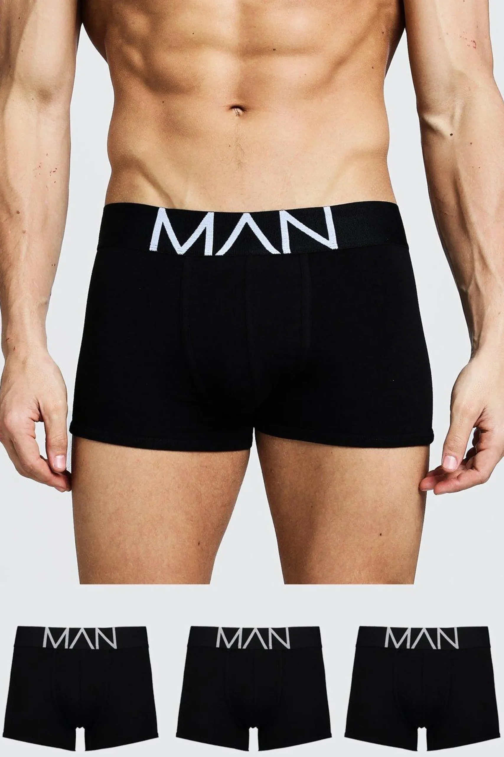 3 Pack MAN Trunks | BoohooMAN UK
