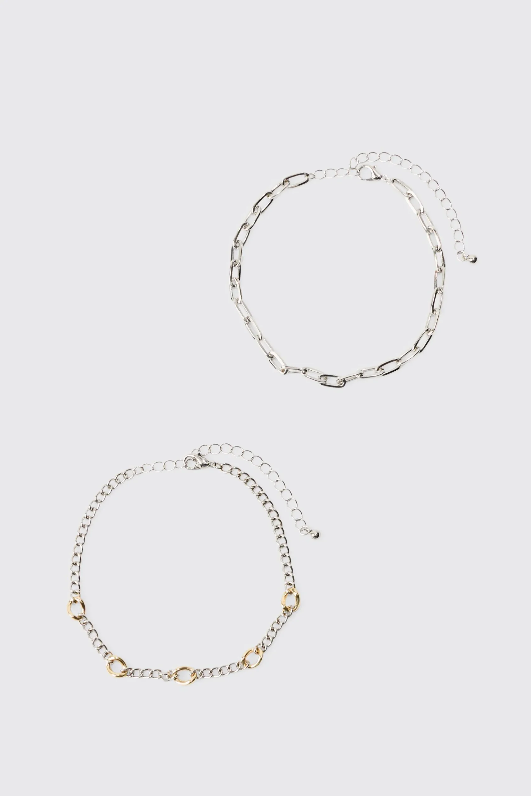 2 Pack Mix Metal Bracelets | BoohooMAN UK