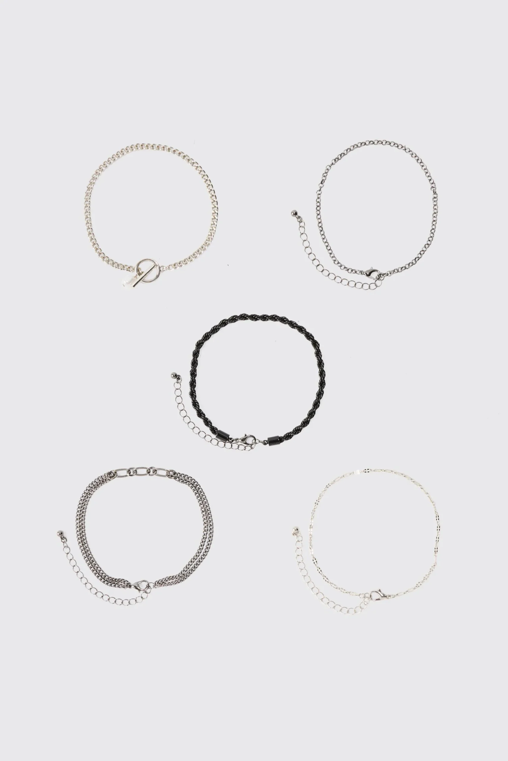5 Pack Mixed Chain Bracelets | BoohooMAN UK