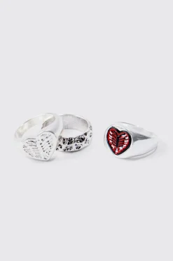 3 Pack Of Rings | BoohooMAN UK