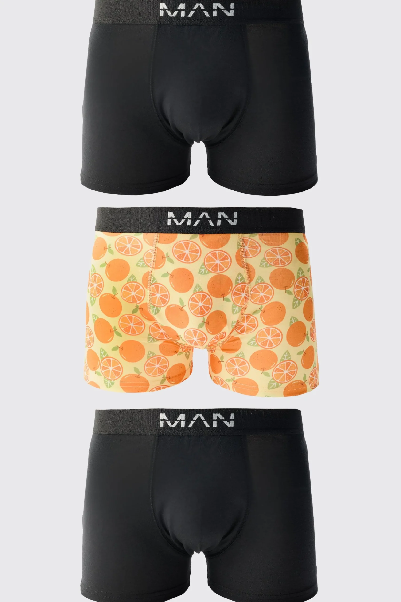 3 Pack Orange Print Boxers | BoohooMAN UK