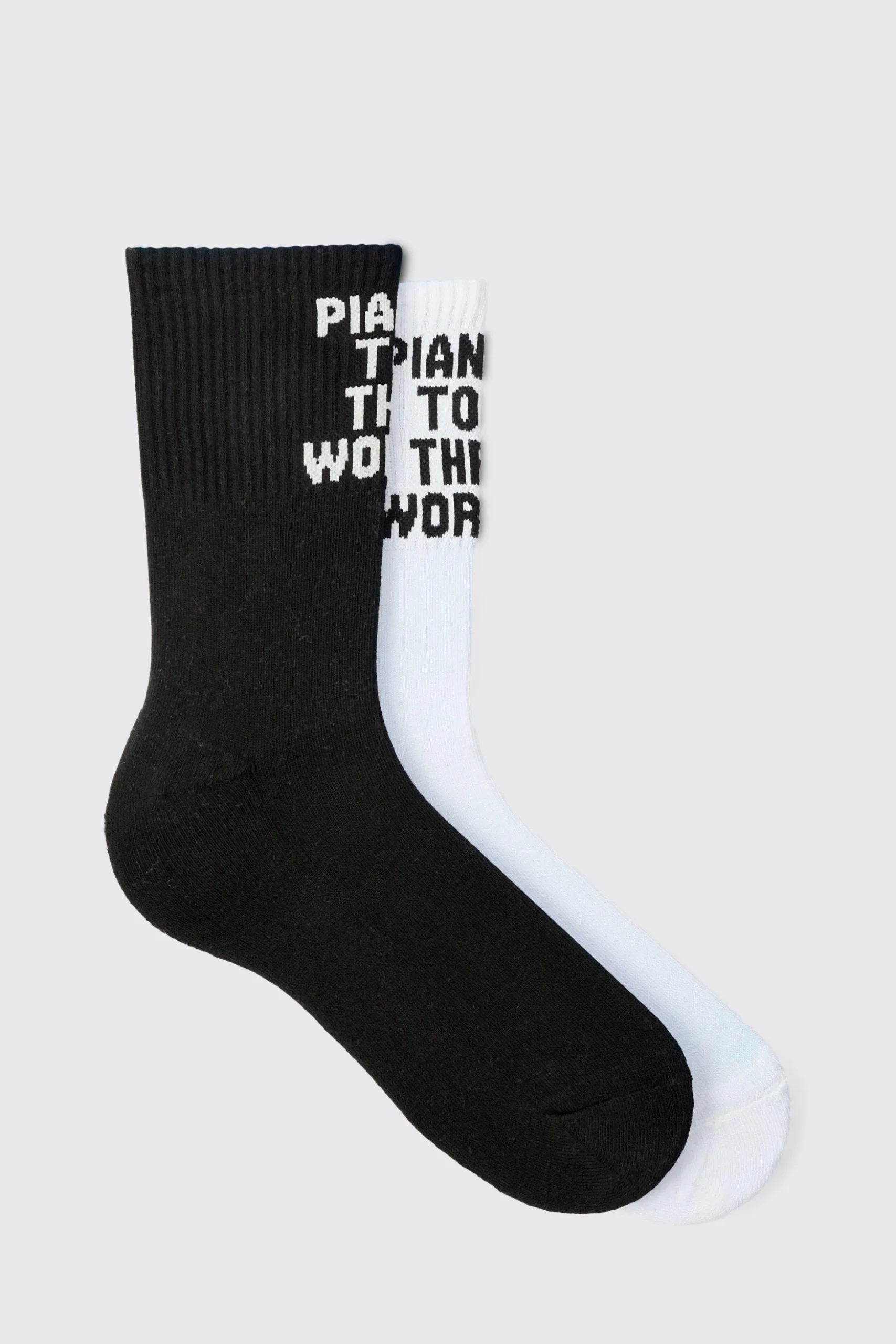 2 Pack Slogan Sports Socks | BoohooMAN UK