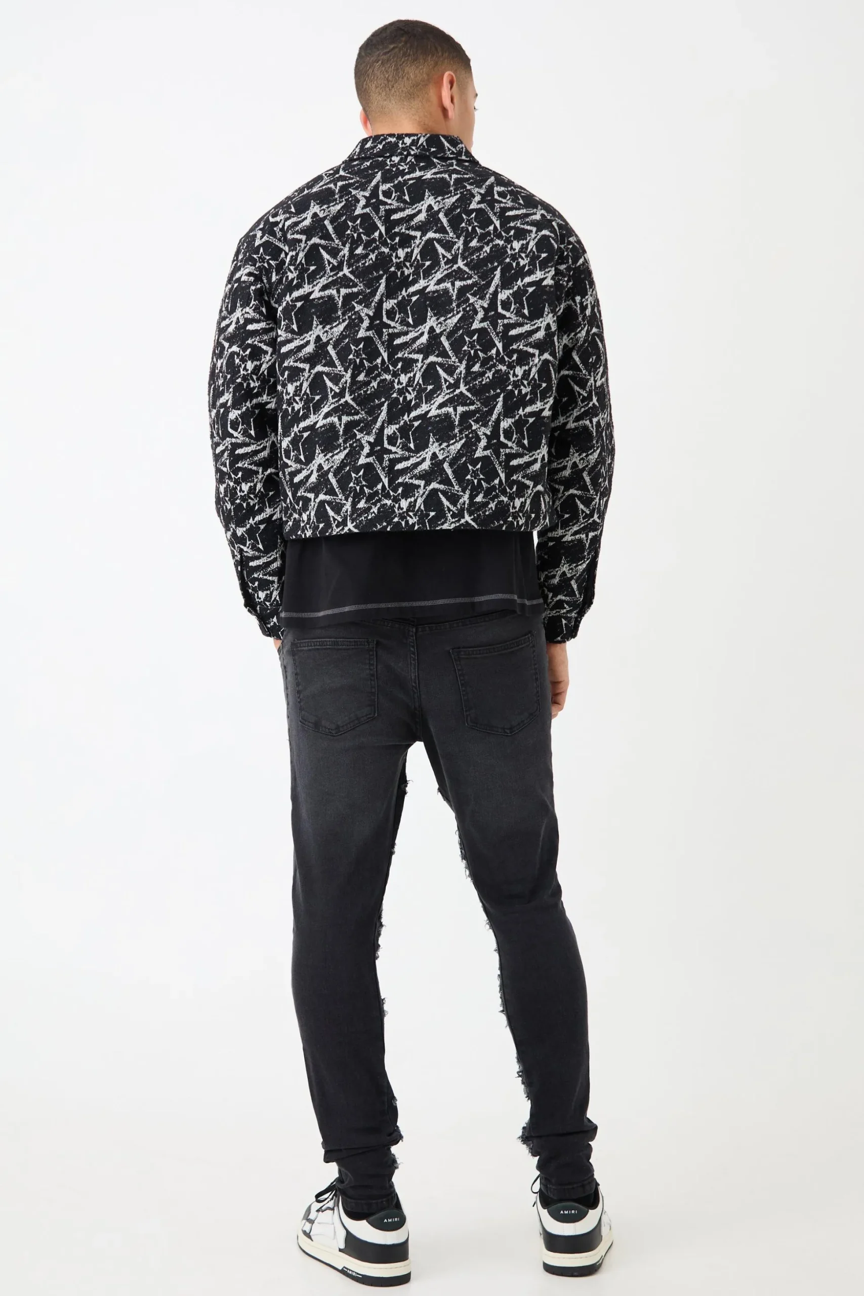 Abstract Patterned Boxy Jacket | BoohooMAN UK