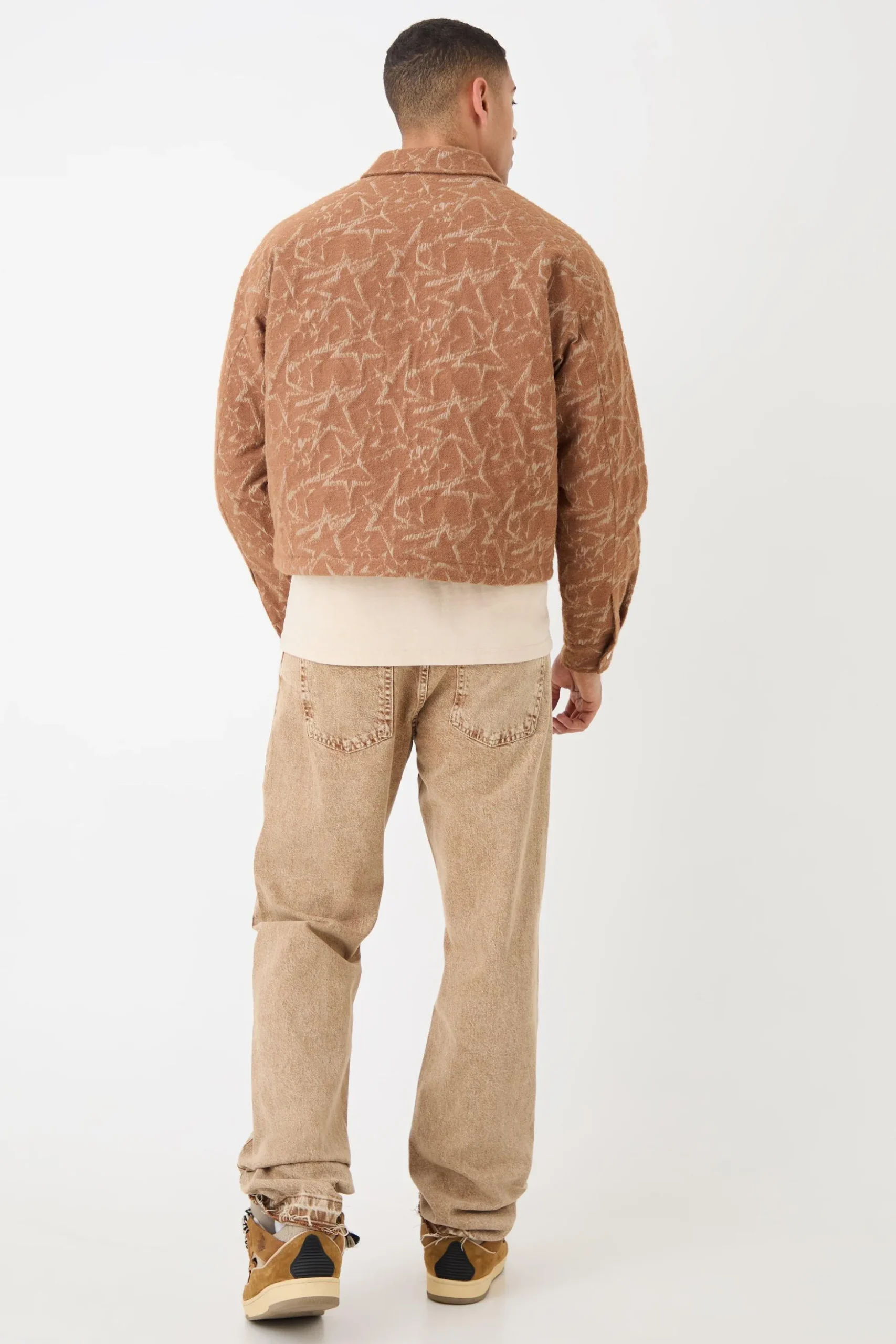Abstract Patterned Boxy Jacket | BoohooMAN UK