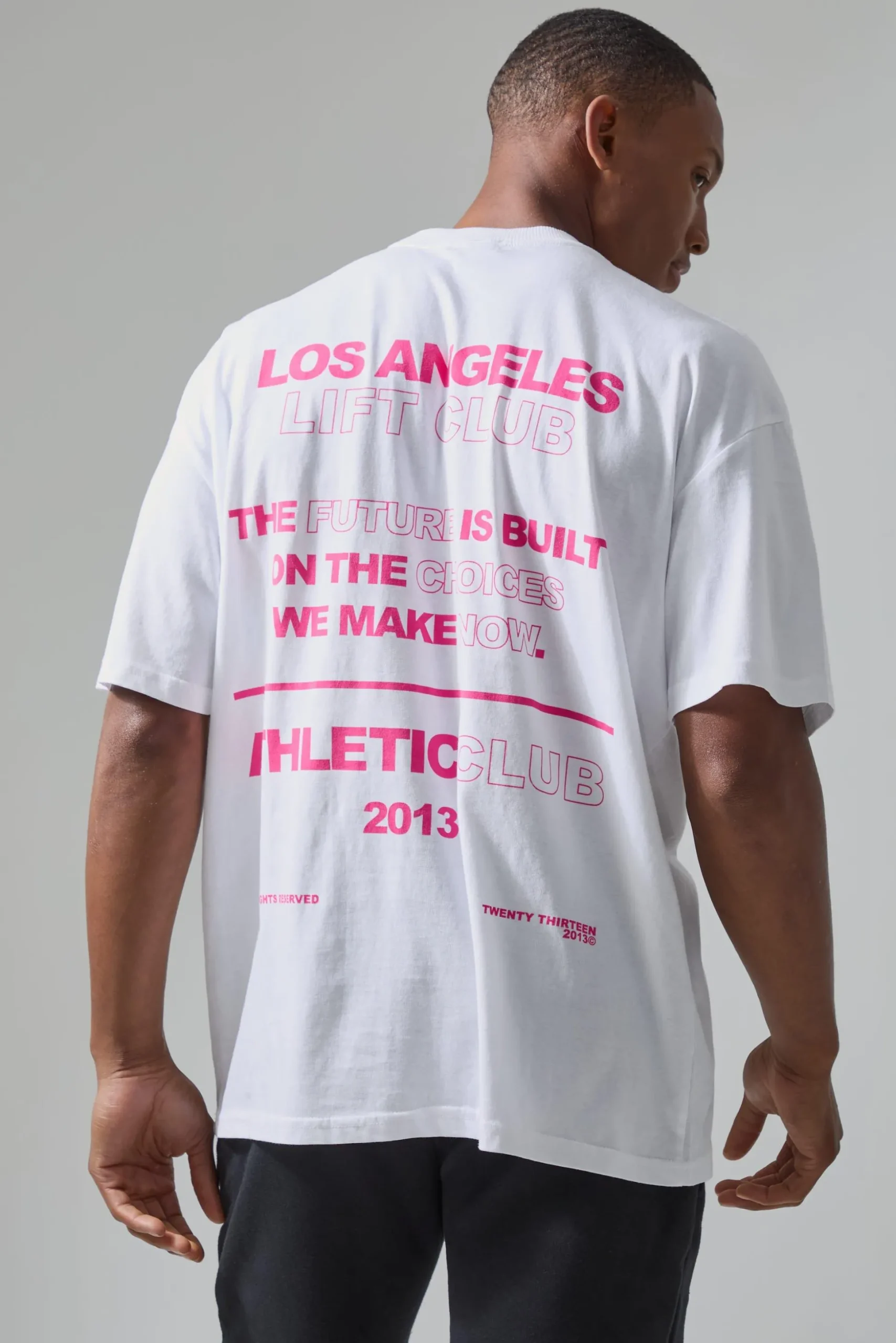 Active Oversized Extended Neck Back Print Slogan T-shirt | BoohooMAN UK