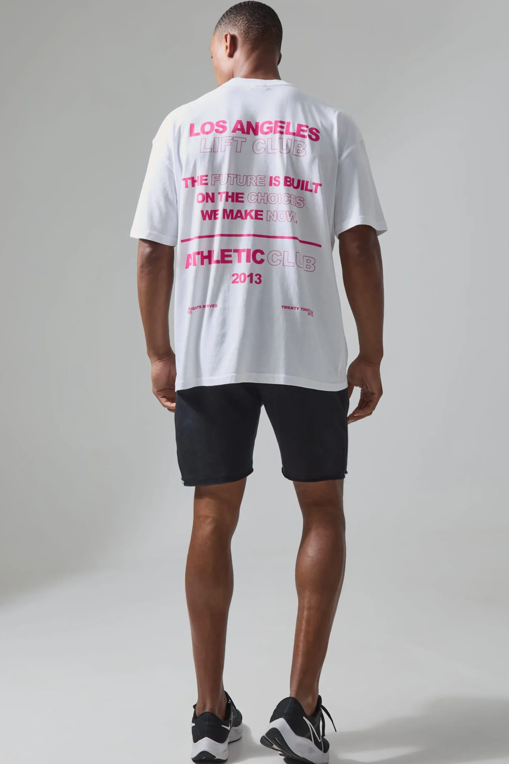 Active Oversized Extended Neck Back Print Slogan T-shirt | BoohooMAN UK