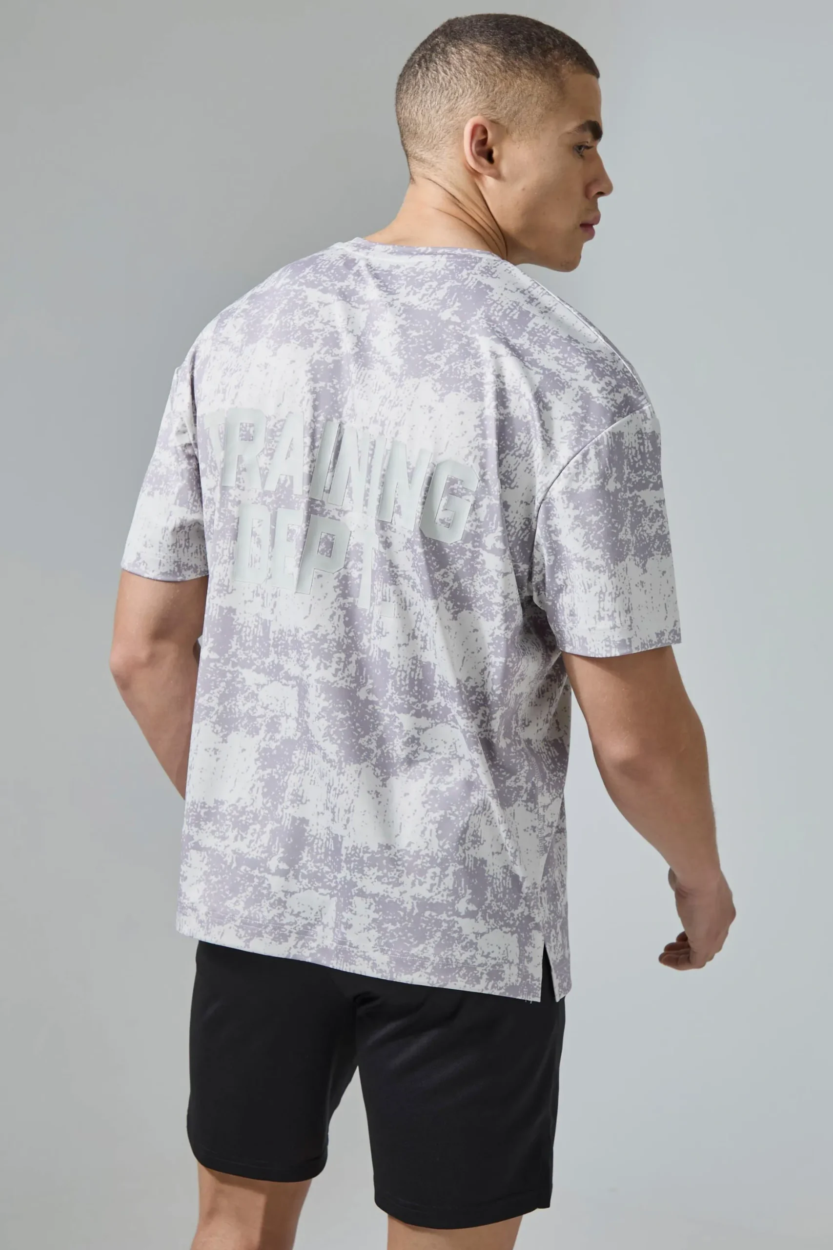 Active Training Dept Camo Oversized T-shirt Short Set | BoohooMAN UK