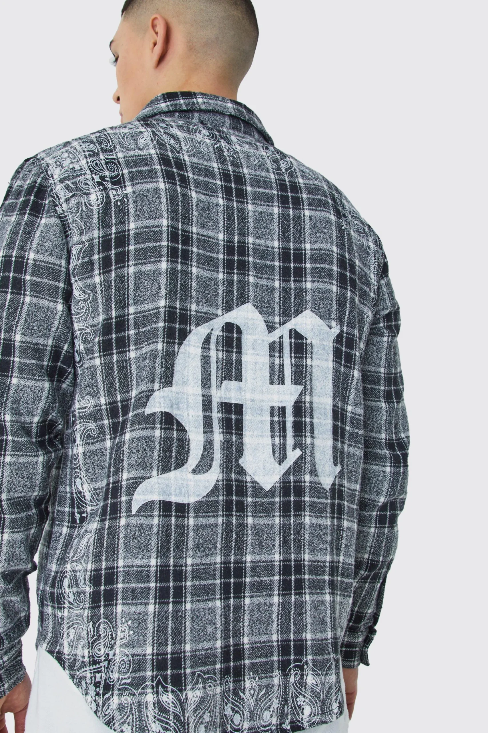 Back Printed Bandana Check Shirt | BoohooMAN UK