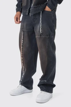 Baggy Fit Rigid Dirty Wash Carpenter Jeans | BoohooMAN UK