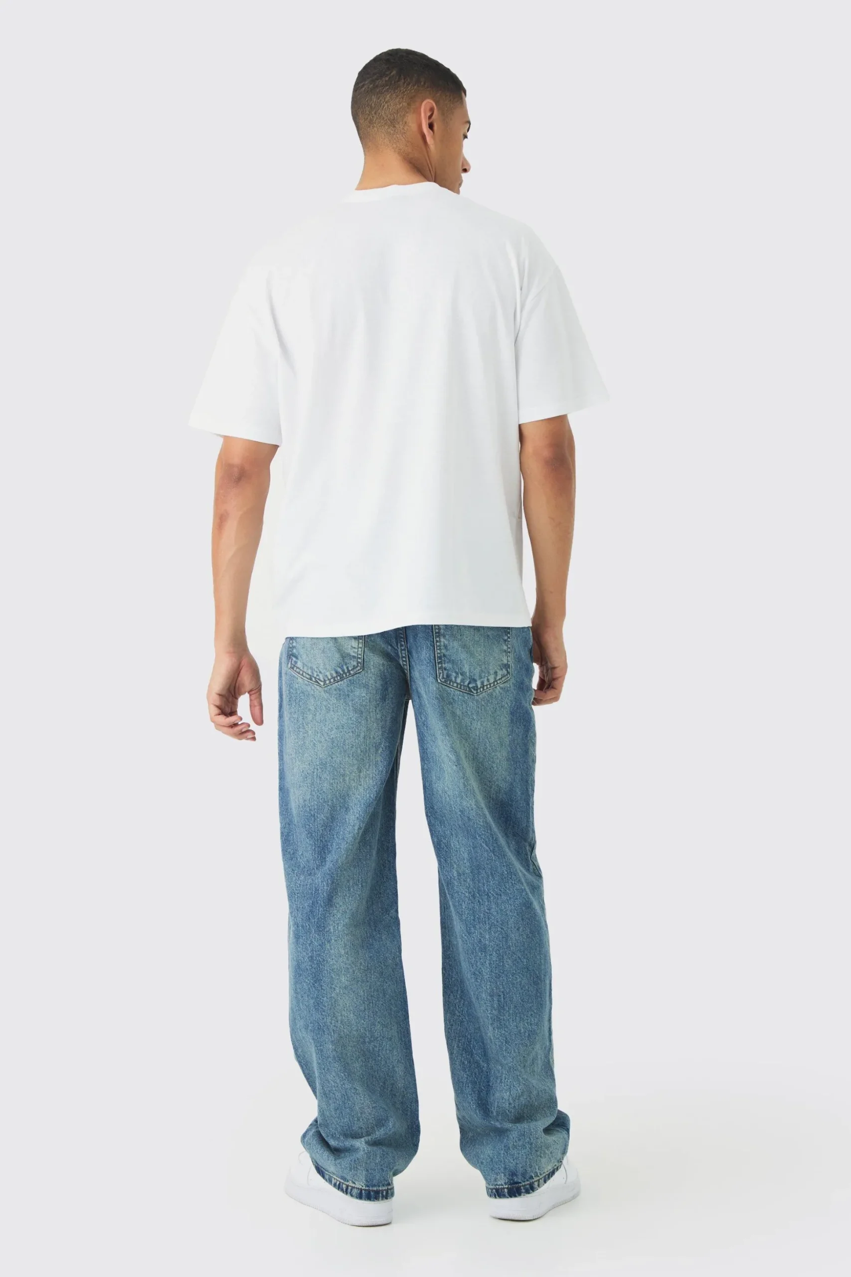 Baggy Rigid Jean In Vintage Blue | BoohooMAN UK