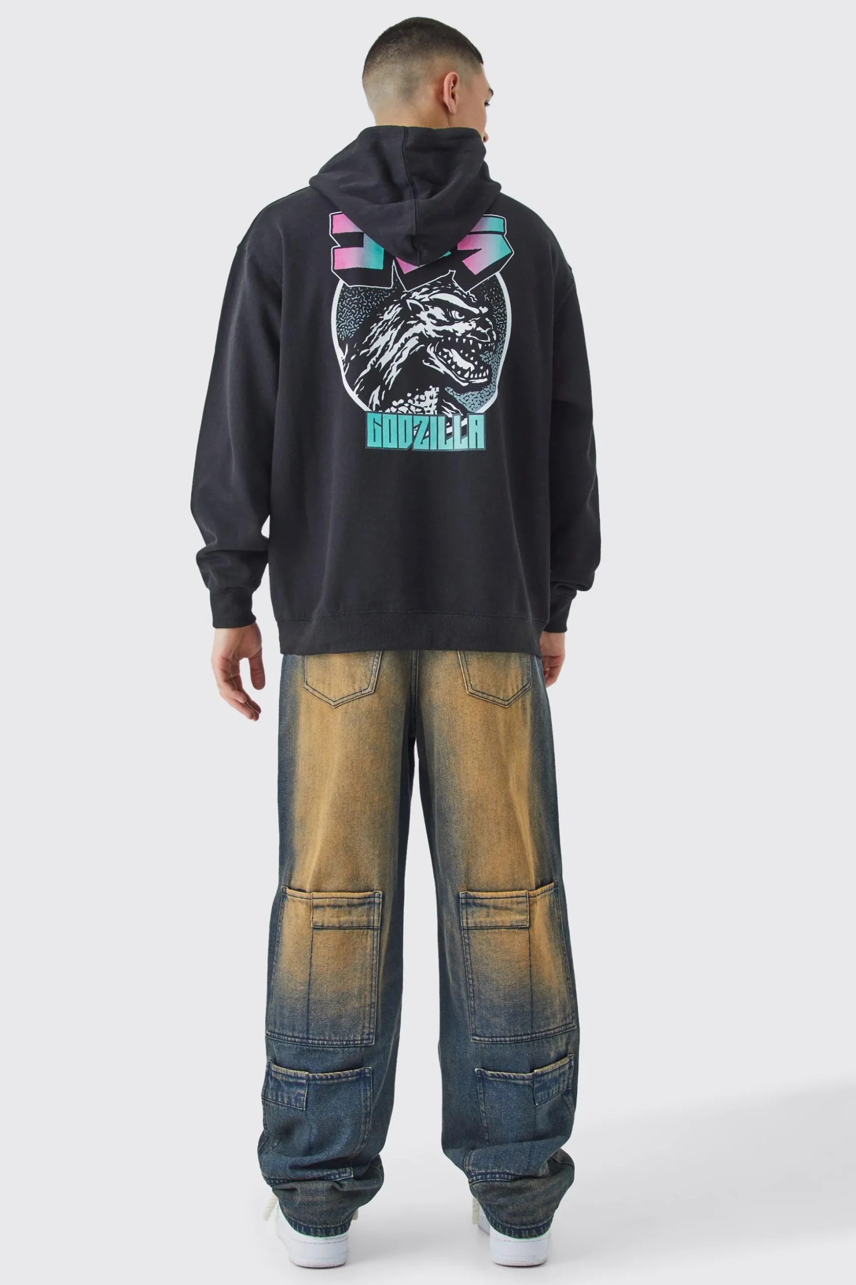 Baggy Rigid Overdyed Multi Pocket Cargo Jeans | BoohooMAN UK
