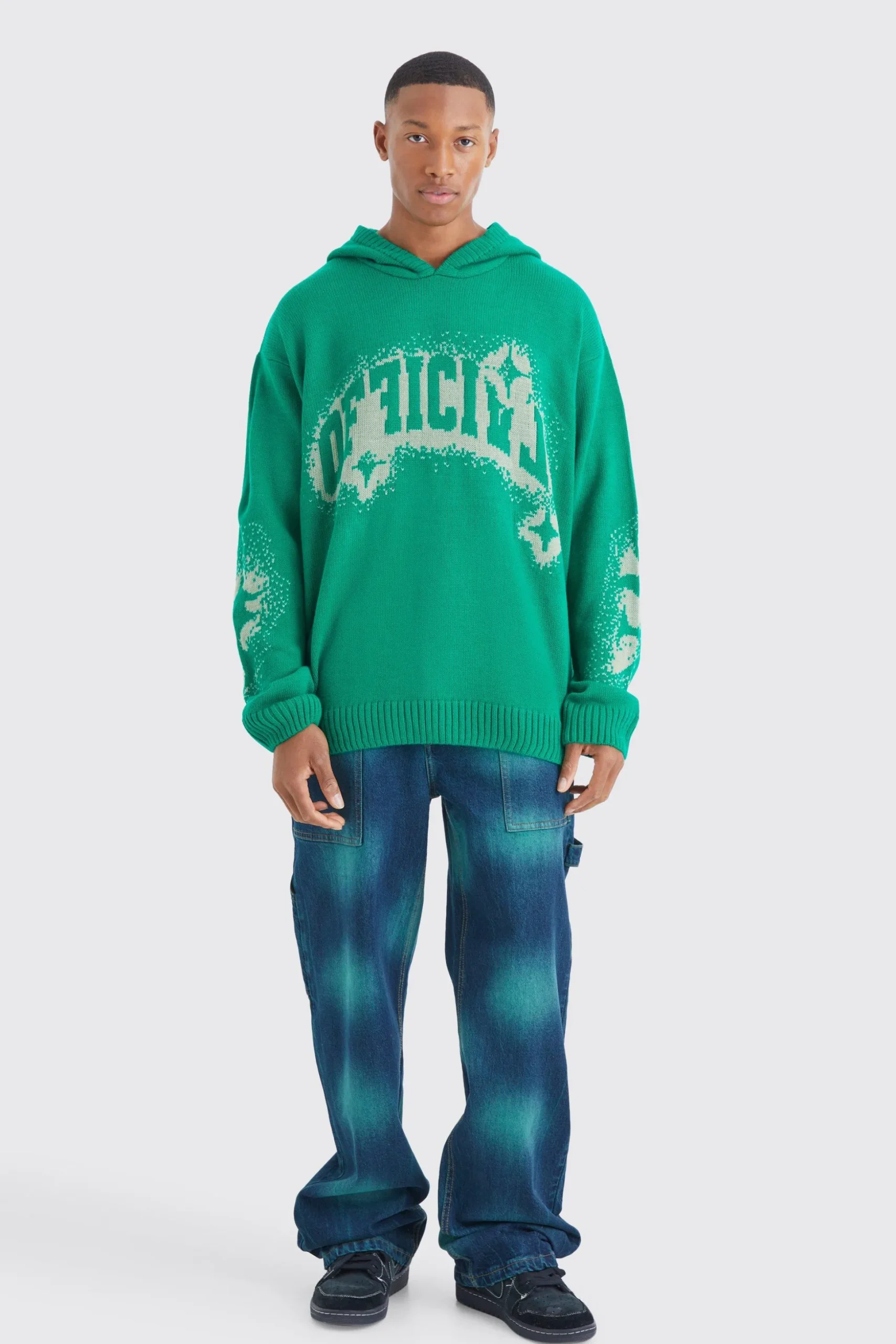 Baggy Rigid Tie Dye Jeans In Green | BoohooMAN UK