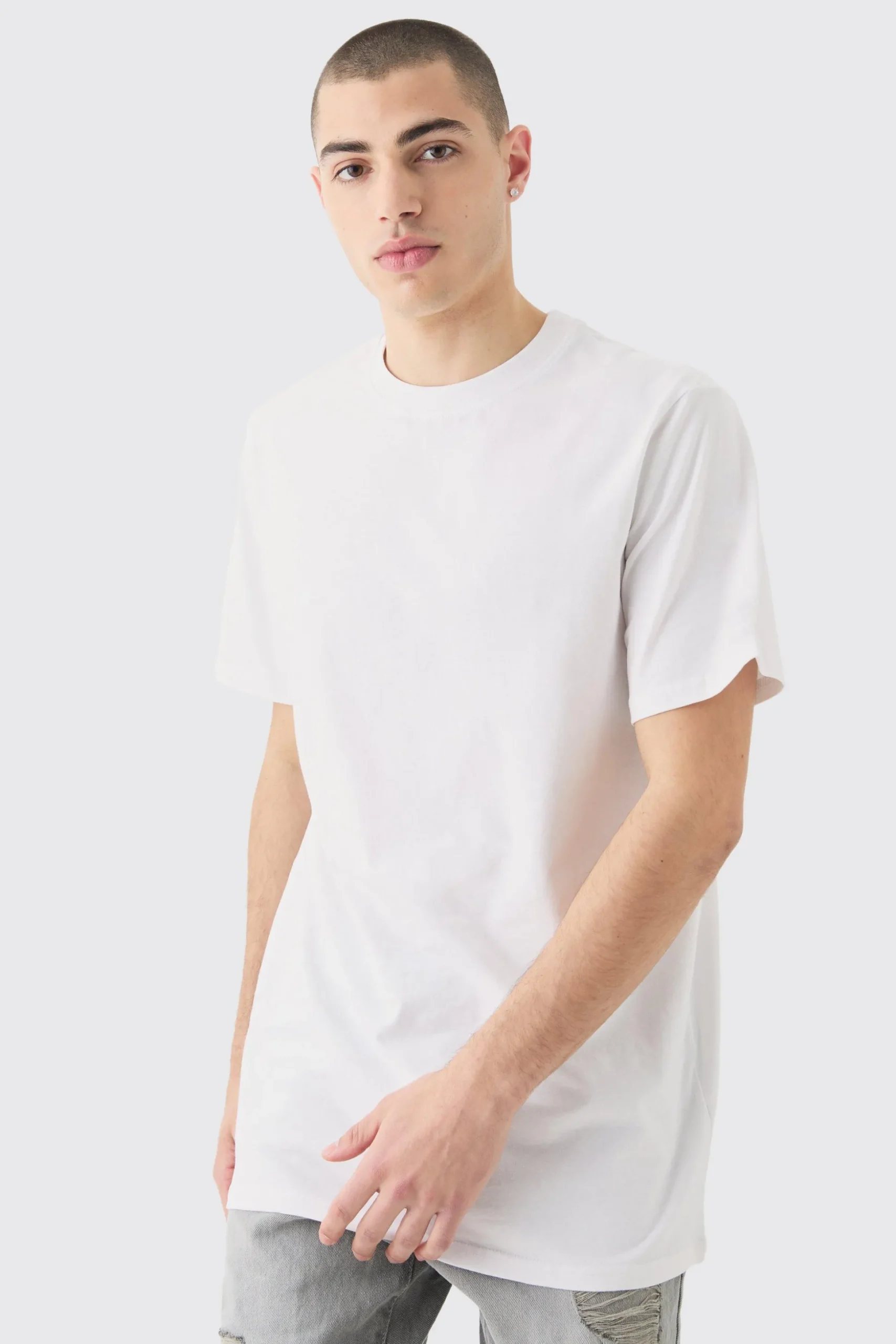 Basic Longline Crew Neck T-shirt | BoohooMAN UK