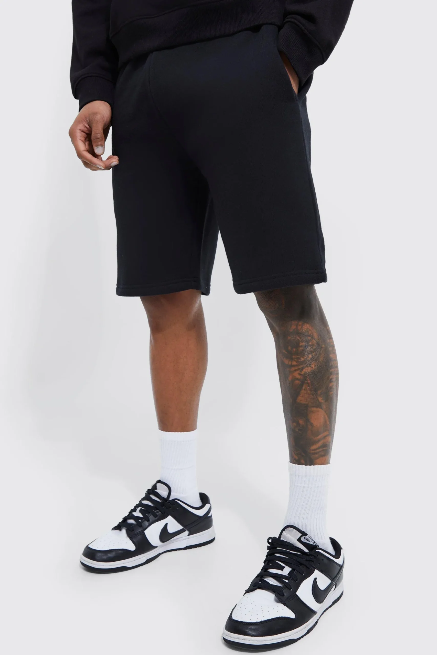 Basic Loose Fit Mid Length Jersey Short | BoohooMAN UK