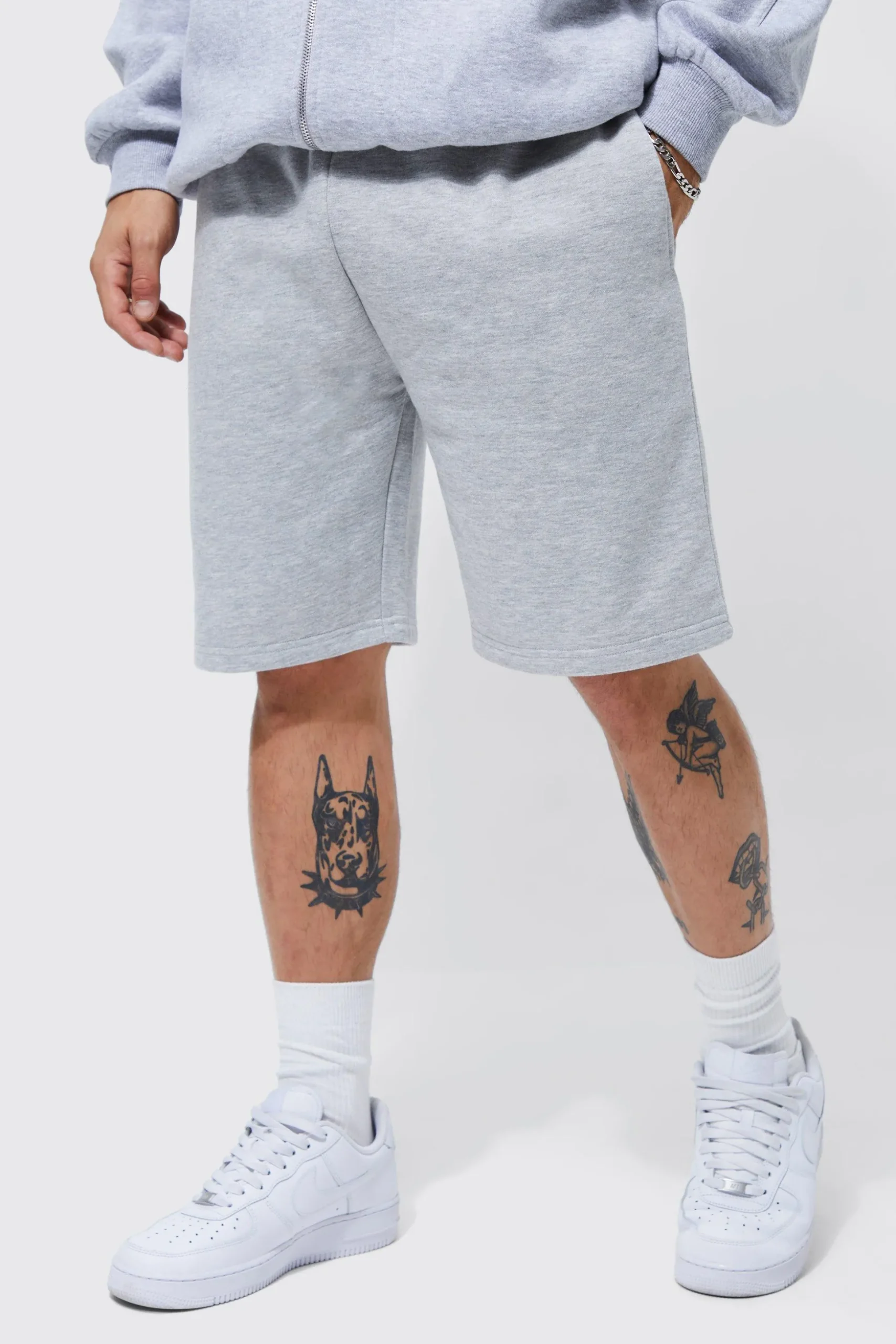 Basic Loose Fit Mid Length Jersey Short | BoohooMAN UK