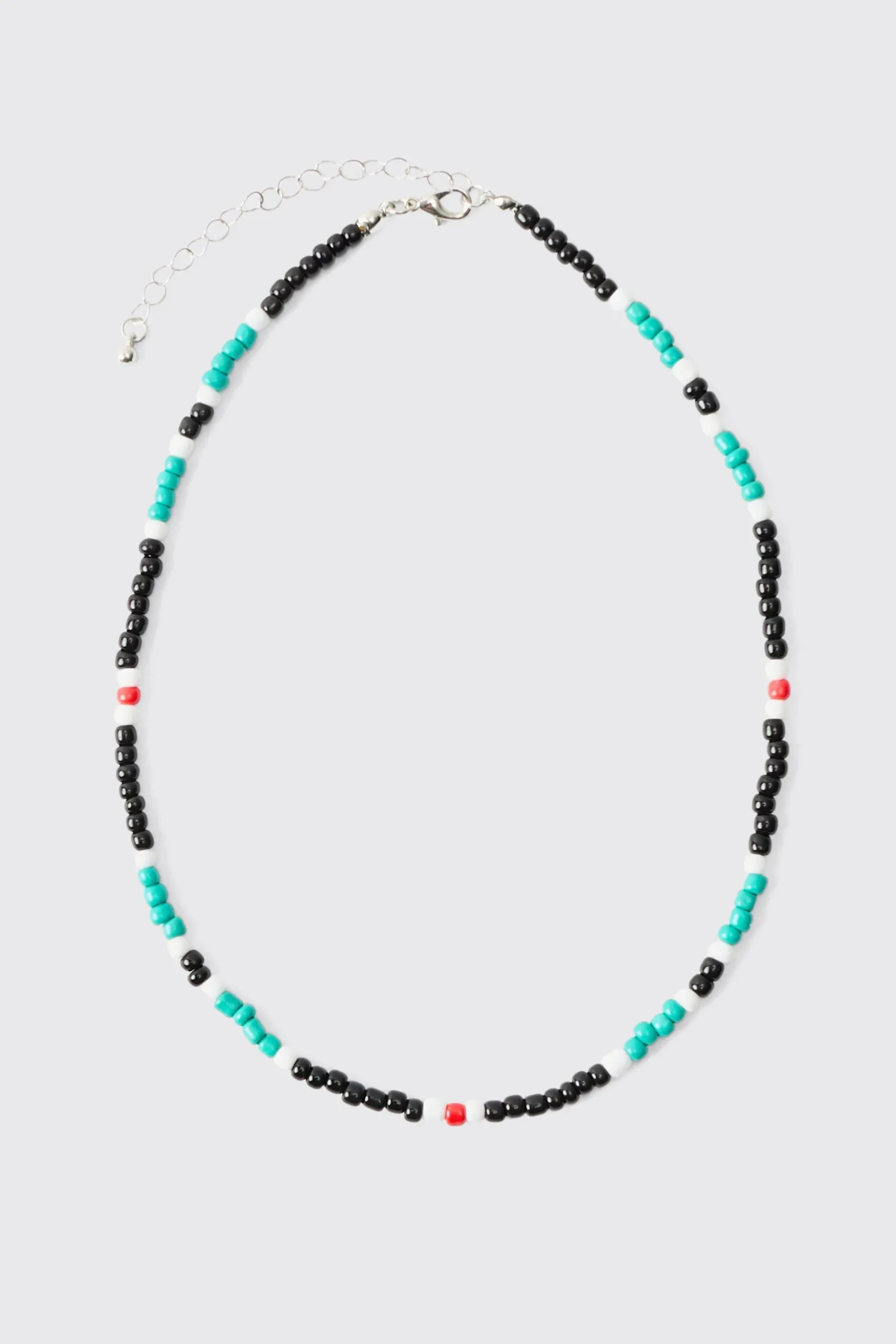 Bead Necklace In Teal | BoohooMAN UK