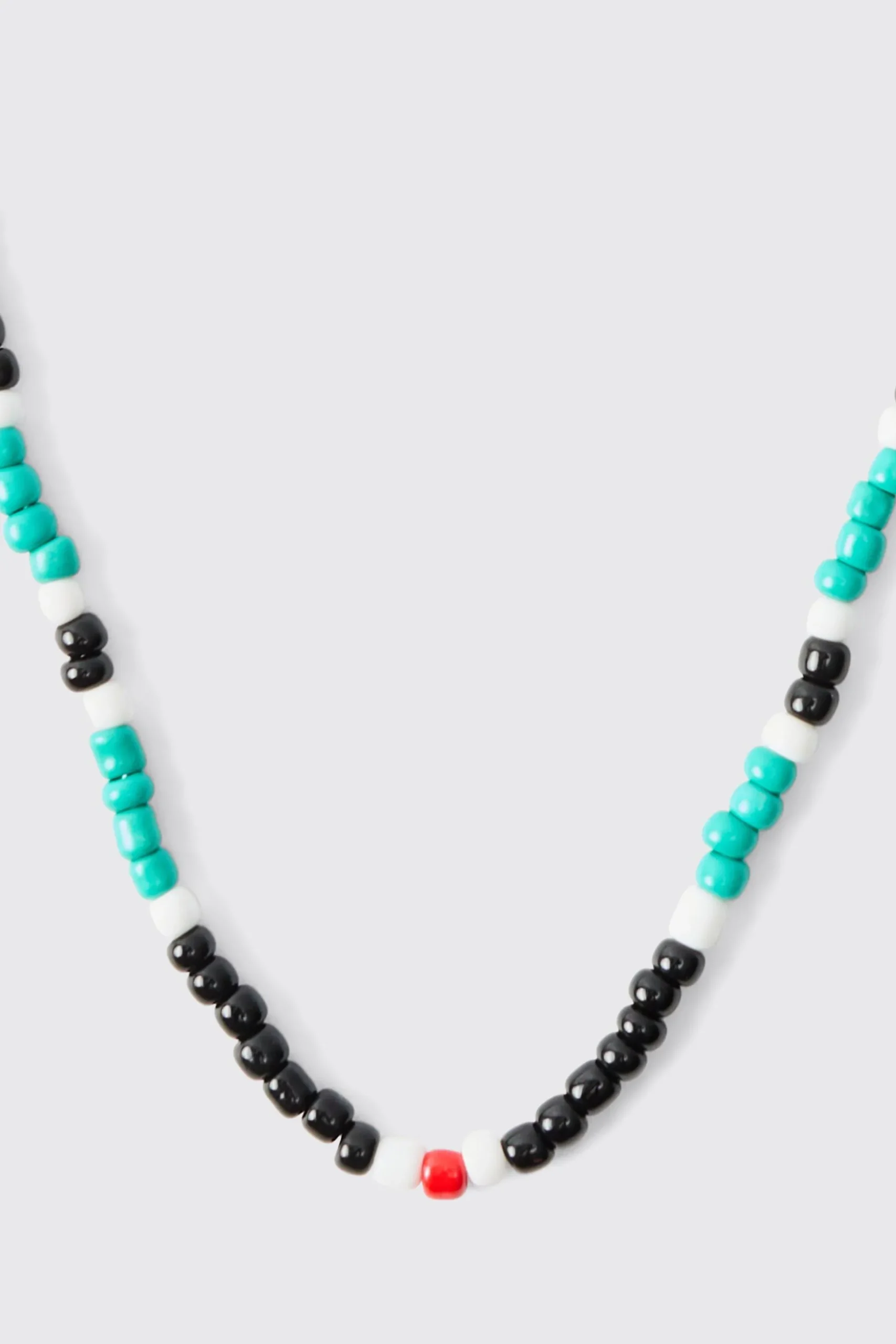 Bead Necklace In Teal | BoohooMAN UK