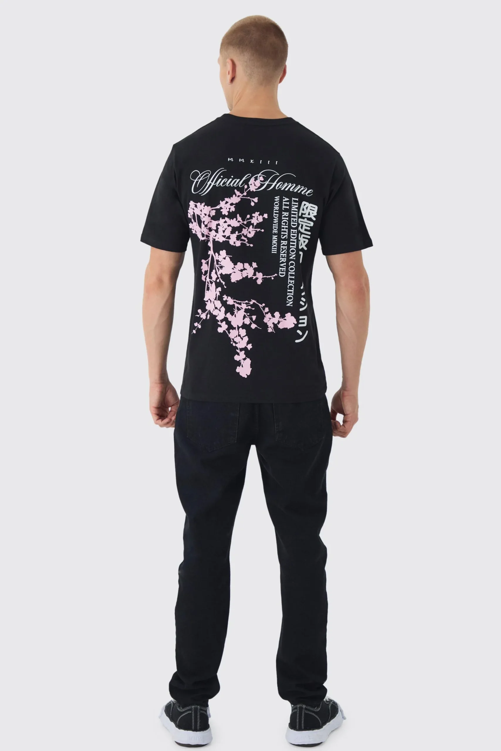 Blossom Back Printed T-Shirt | BoohooMAN UK