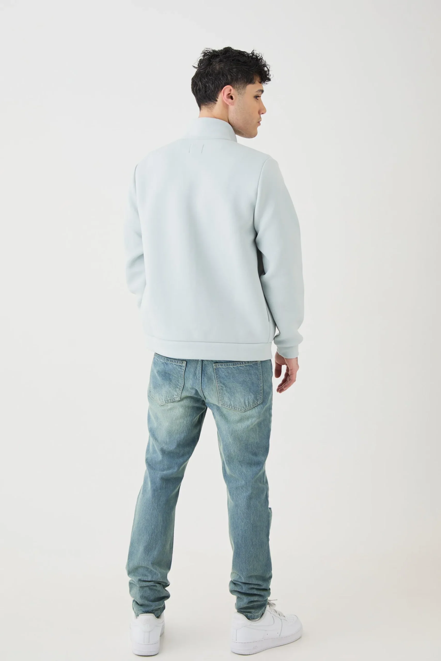 Bonded Scuba Funnel Neck Overshirt | BoohooMAN UK