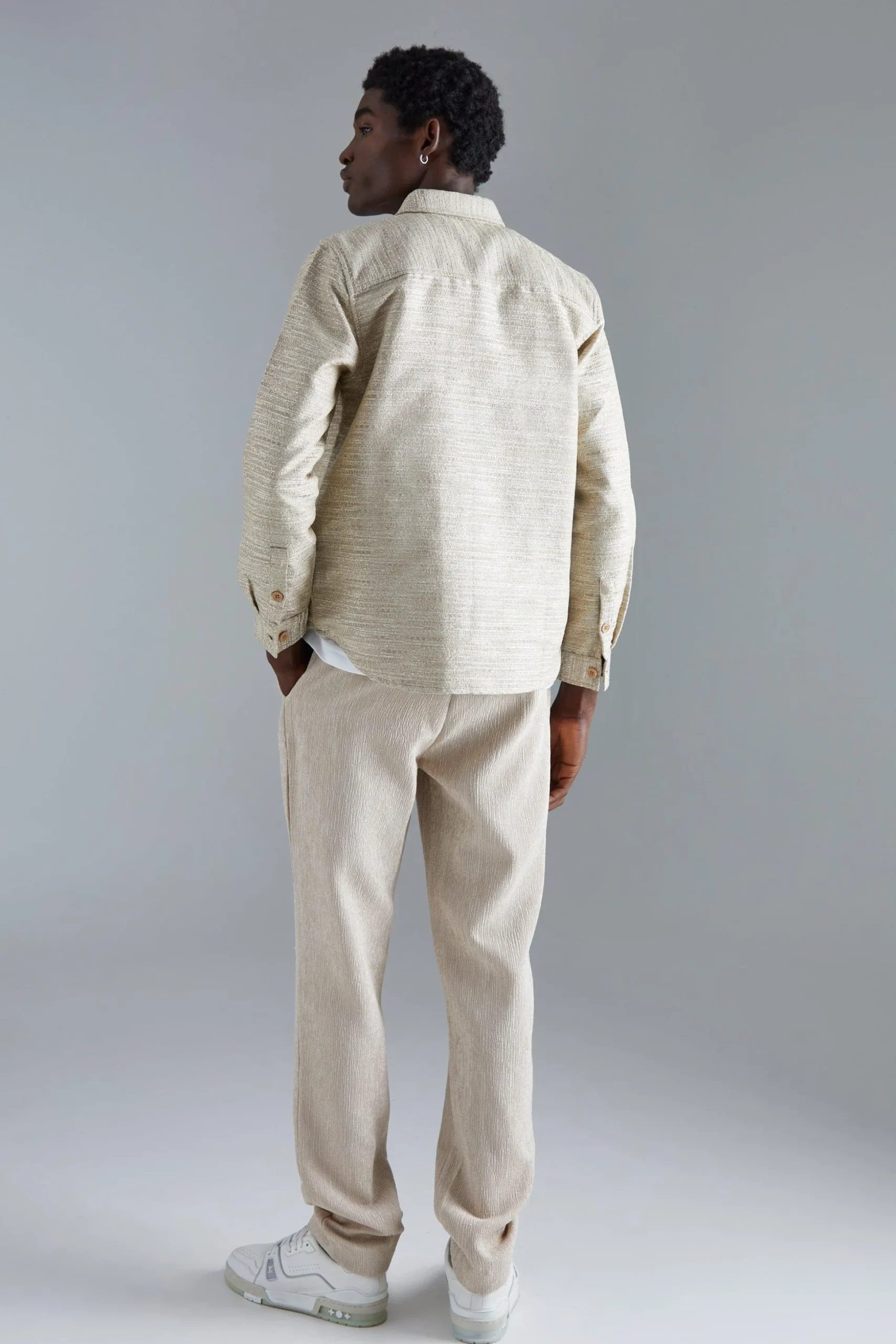 Boucle Heavyweight Patch Pocket Overshirt | BoohooMAN UK