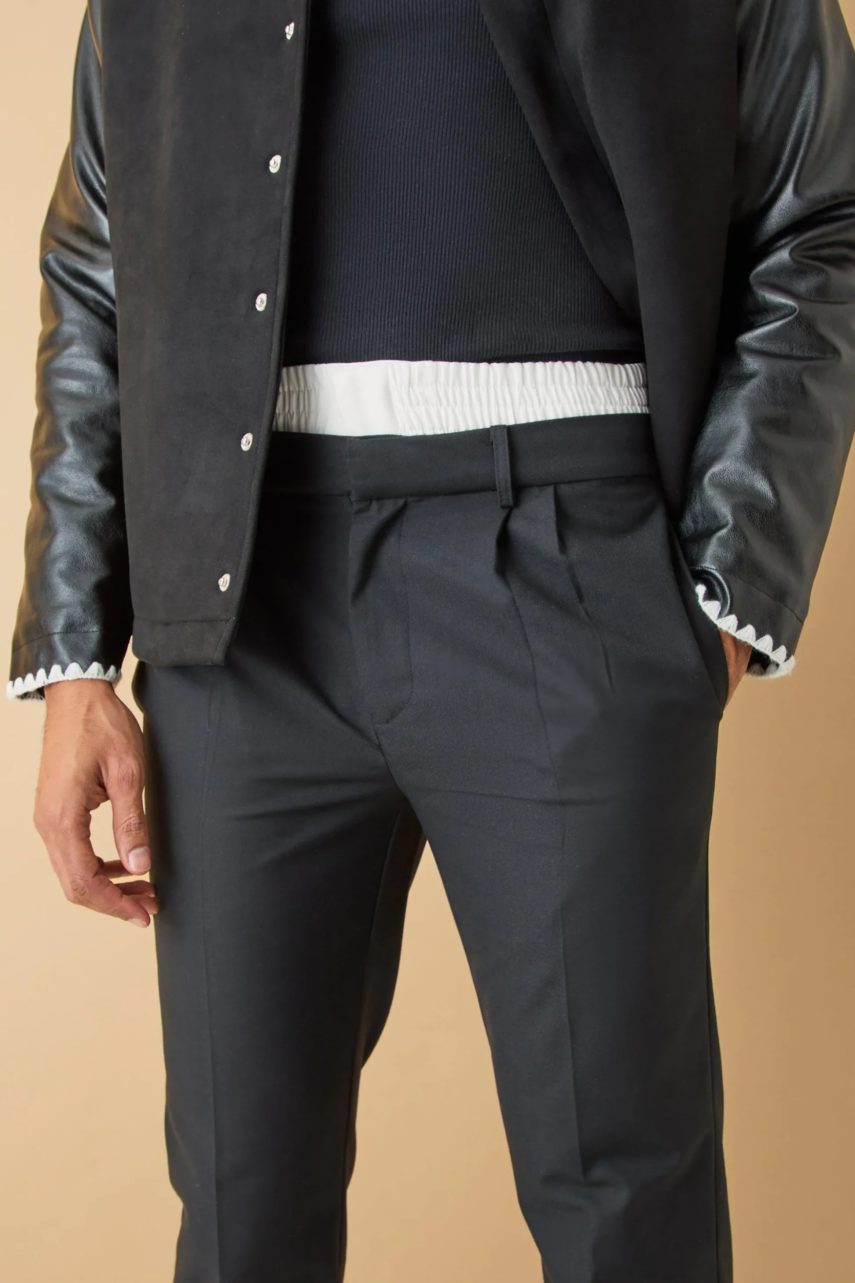 Boxer Waistband Tailored Trousers | BoohooMAN UK