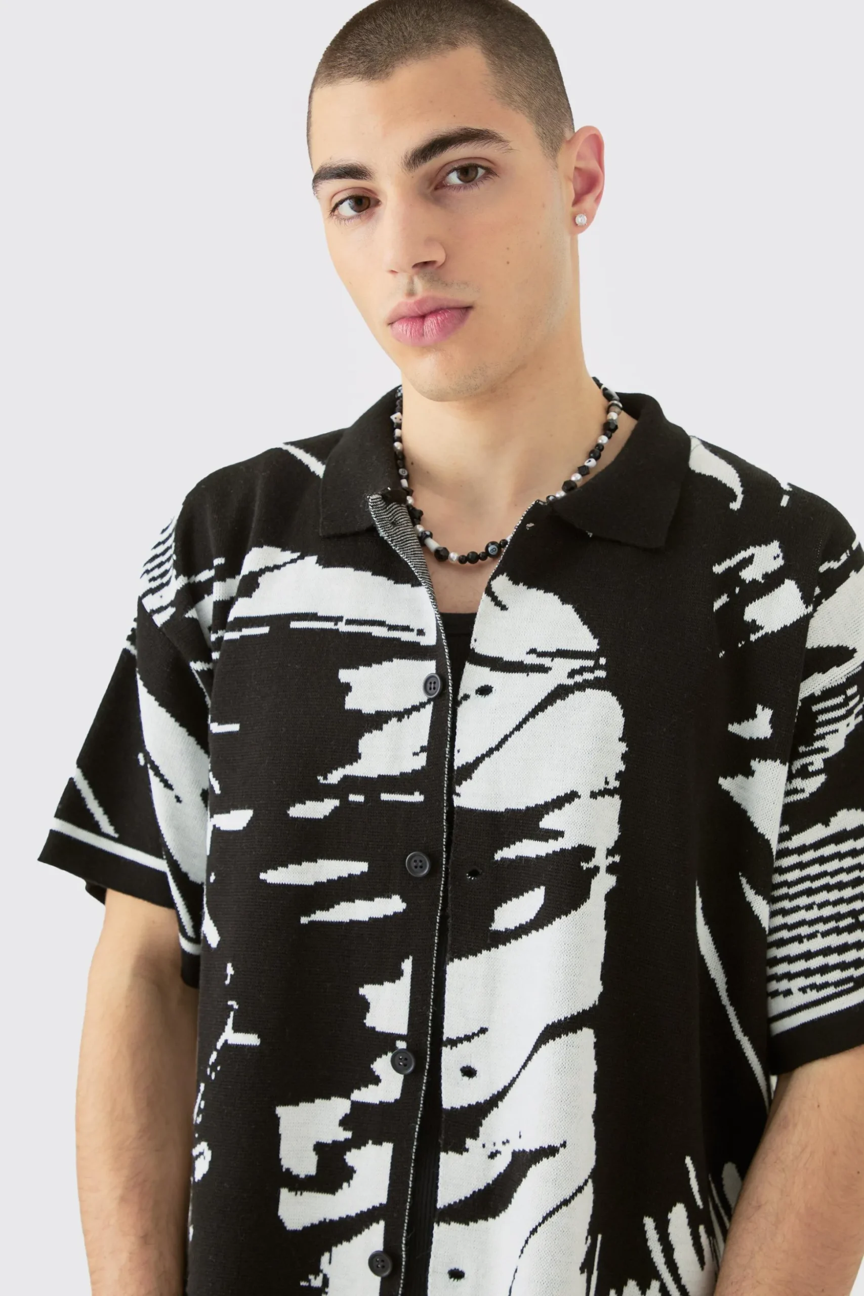 Boxy Abstract Shirt And Short Set | BoohooMAN UK