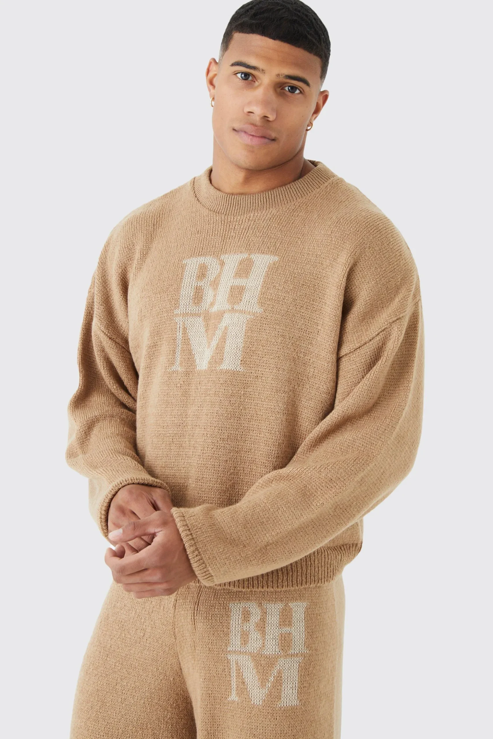 Boxy Brushed Bhm Knitted Jumper | BoohooMAN UK