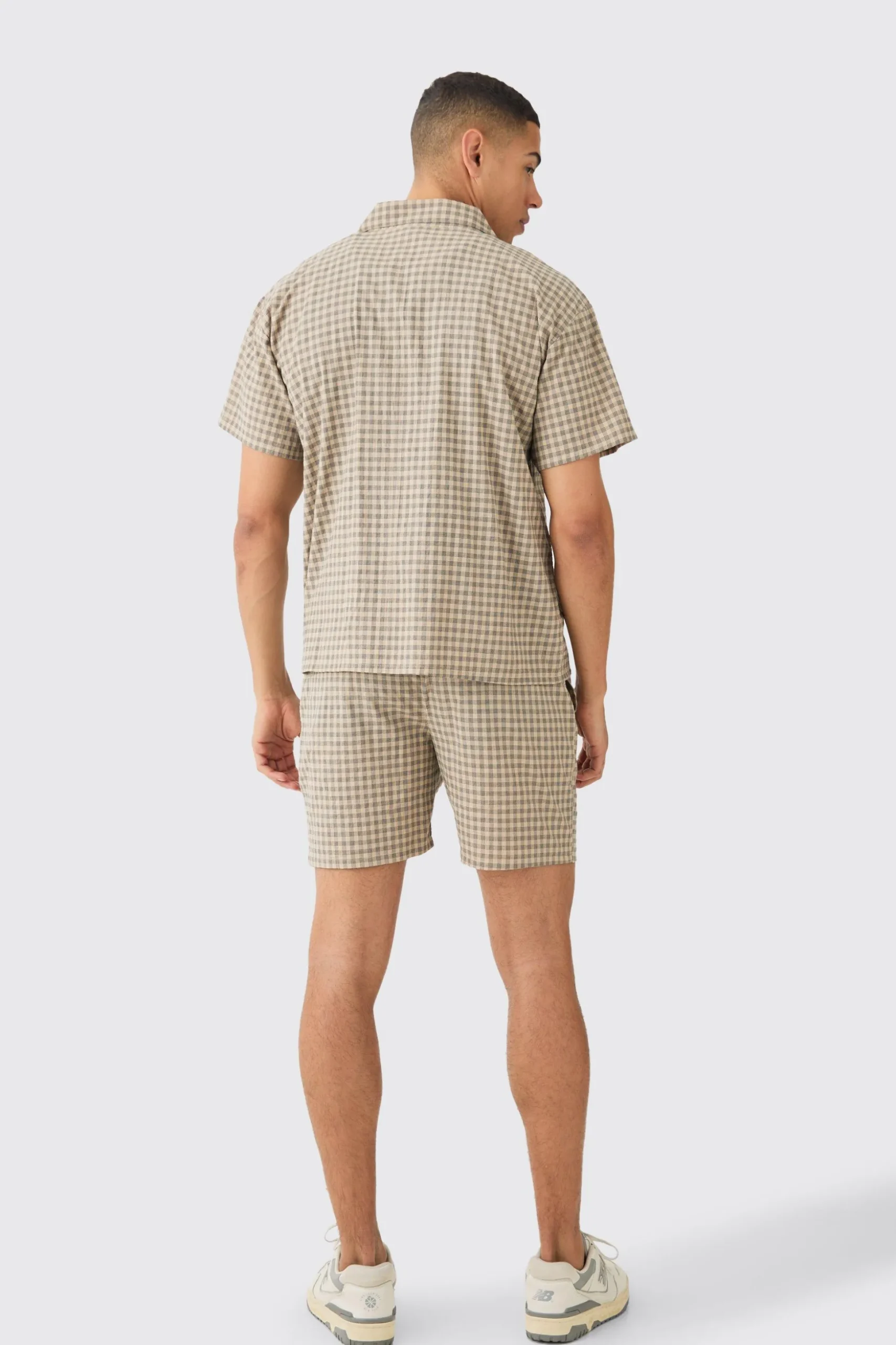 Boxy Check Paisley Embroidered Shirt And Short | BoohooMAN UK