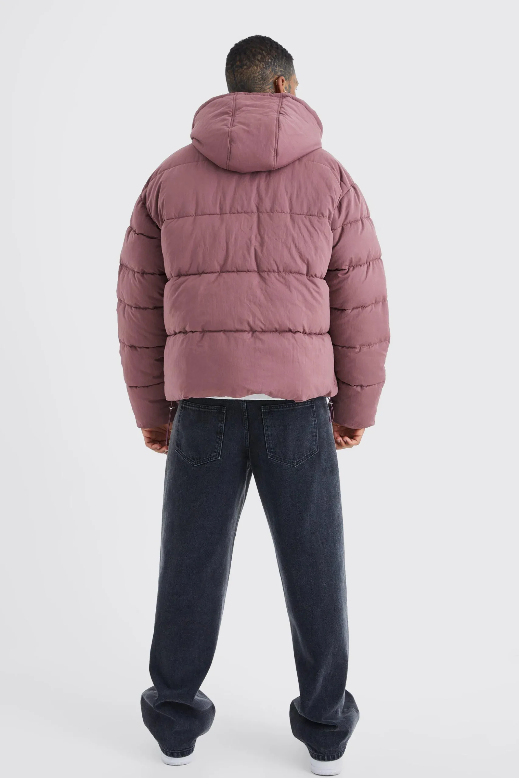 Boxy Crinkle Nylon Puffer | BoohooMAN UK