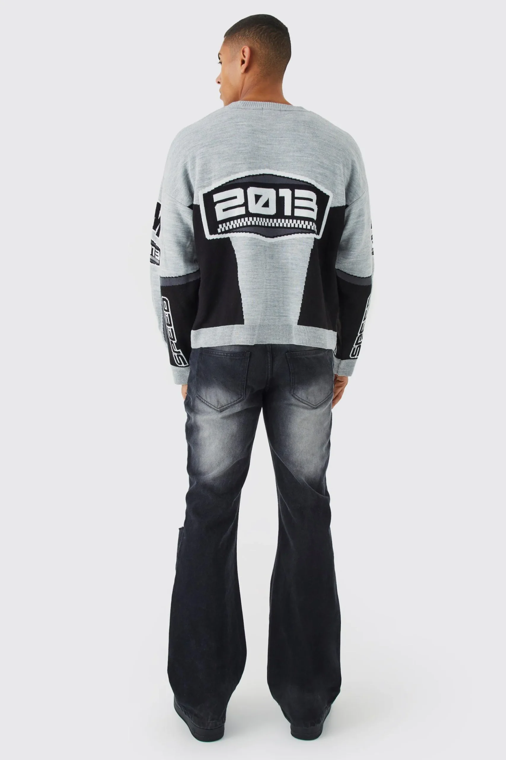 Boxy Drop Shoulder Moto Knitted Jumper | BoohooMAN UK