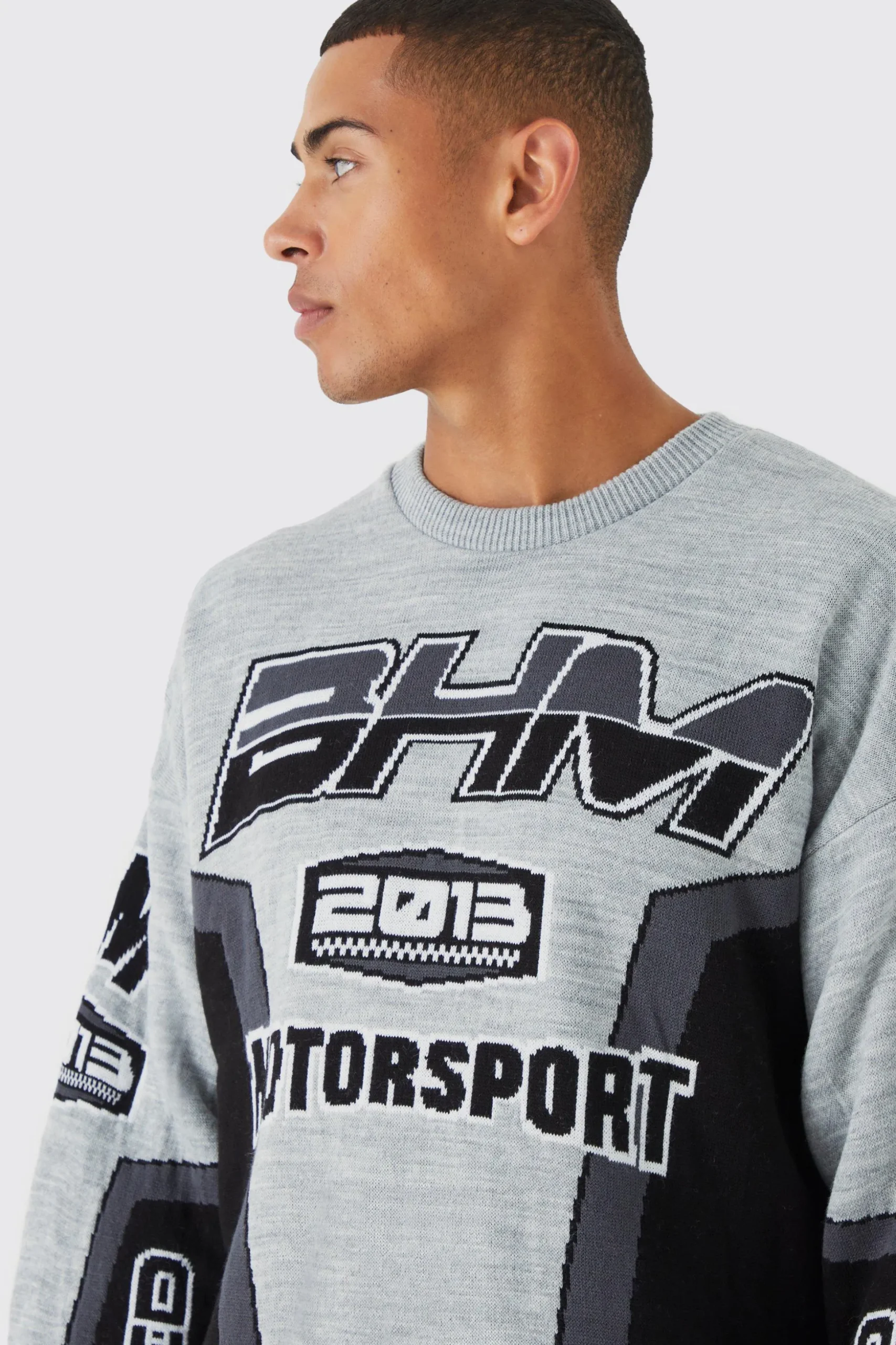 Boxy Drop Shoulder Moto Knitted Jumper | BoohooMAN UK
