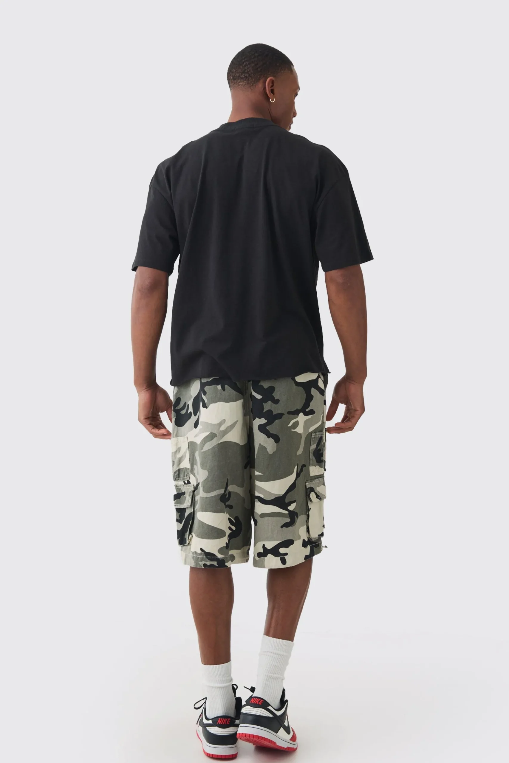Boxy Extended Neck Raw Hem Large Official Mask Print T-shirt | BoohooMAN UK