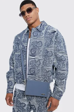 Boxy Fit Fabric Interest Denim Jacket | BoohooMAN UK