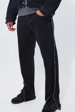 Boxy Fit Frayed Seam Denim Jacket And Jeans | BoohooMAN UK