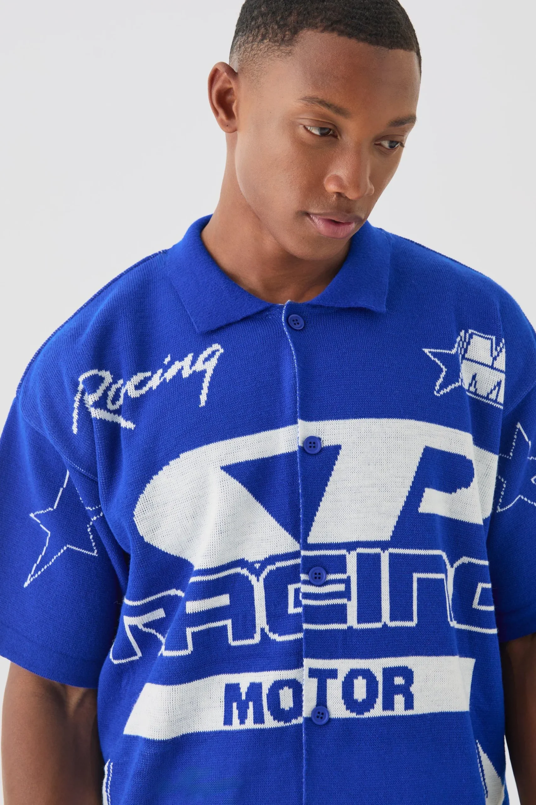 Boxy Fit Knitted Moto Shirt | BoohooMAN UK